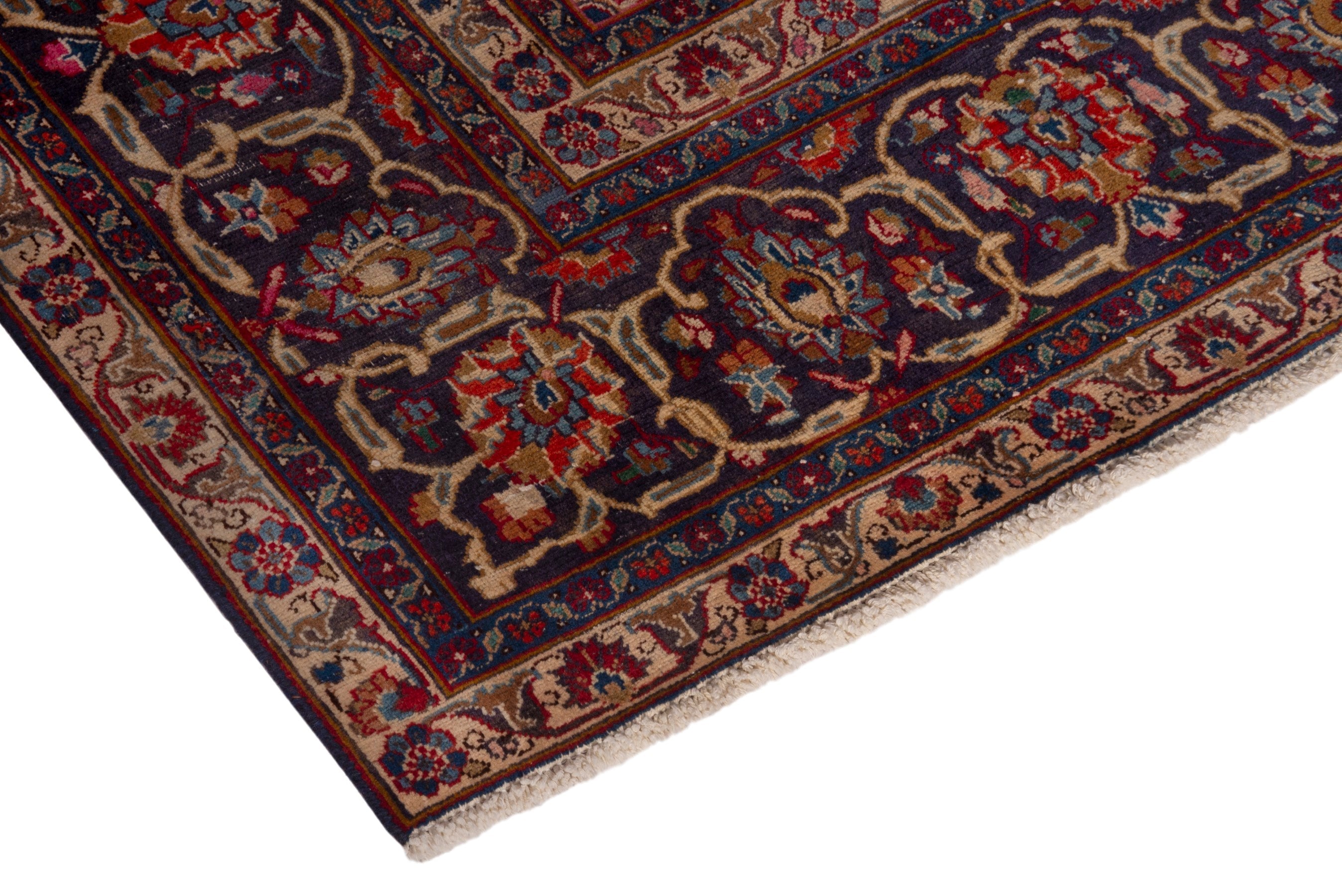 Persian Mashhad oversized rug in burgundy and deep red, view 6 of 24