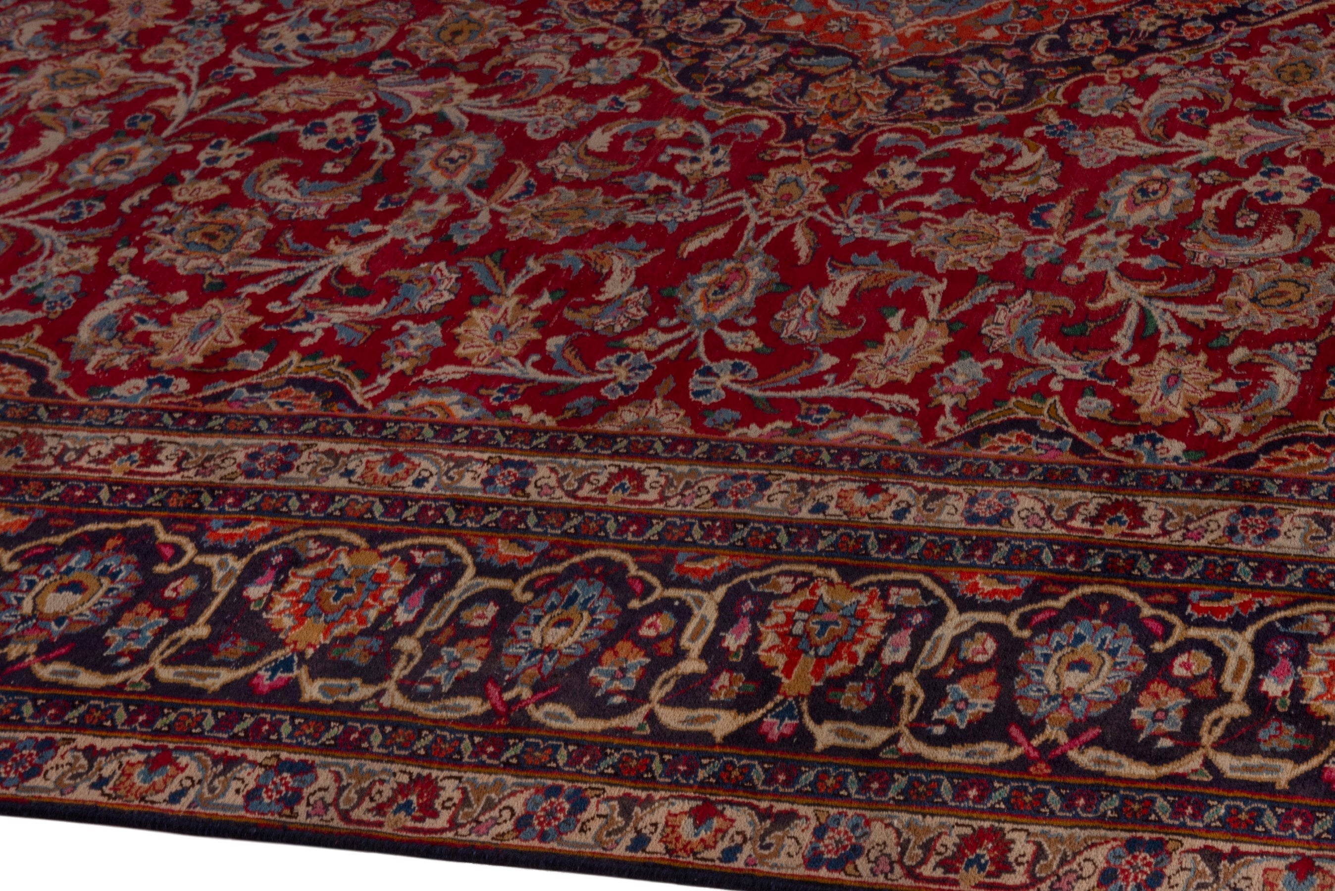 Persian Mashhad oversized rug in burgundy and deep red, view 8 of 24