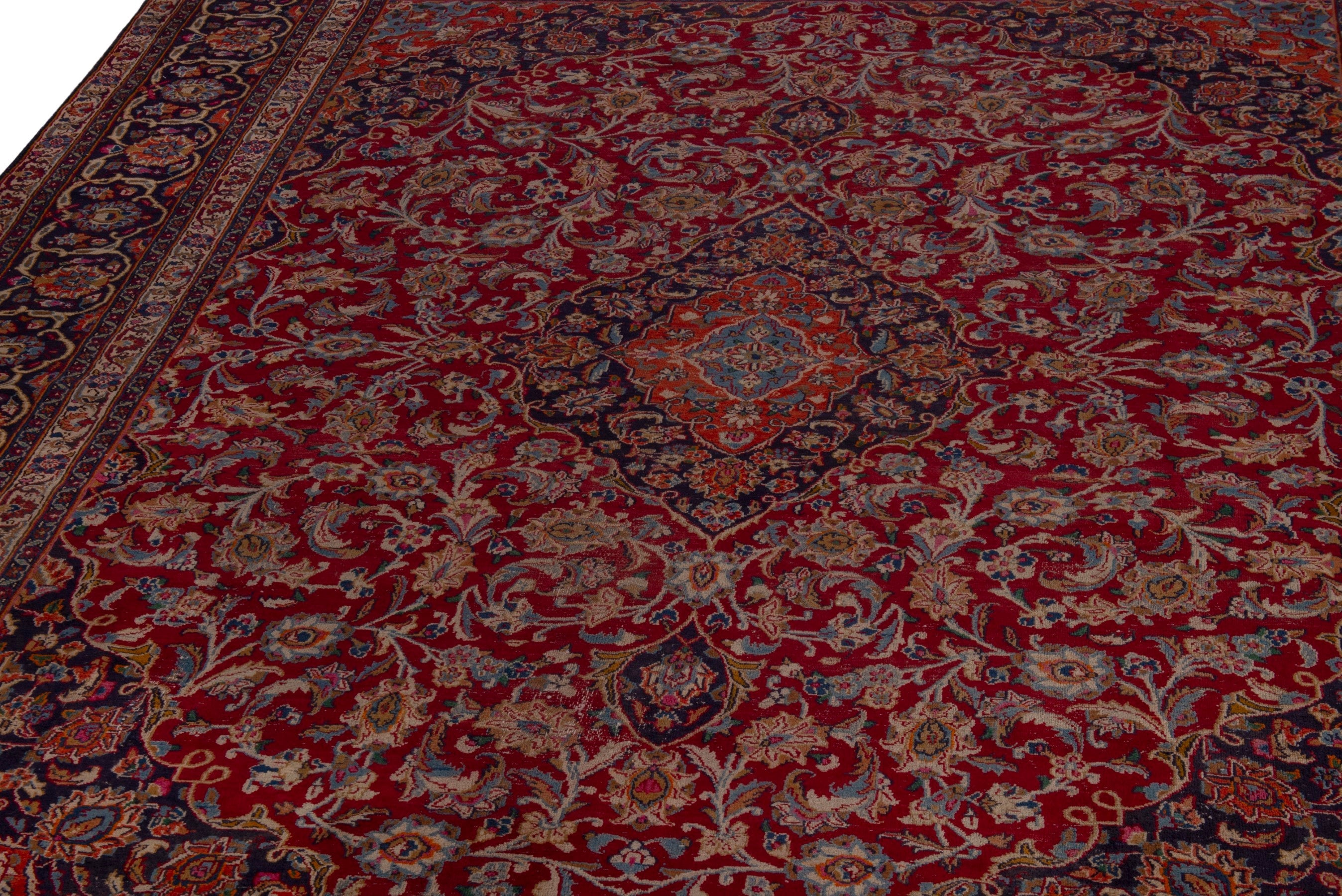 Persian Mashhad oversized rug in burgundy and deep red, view 9 of 24