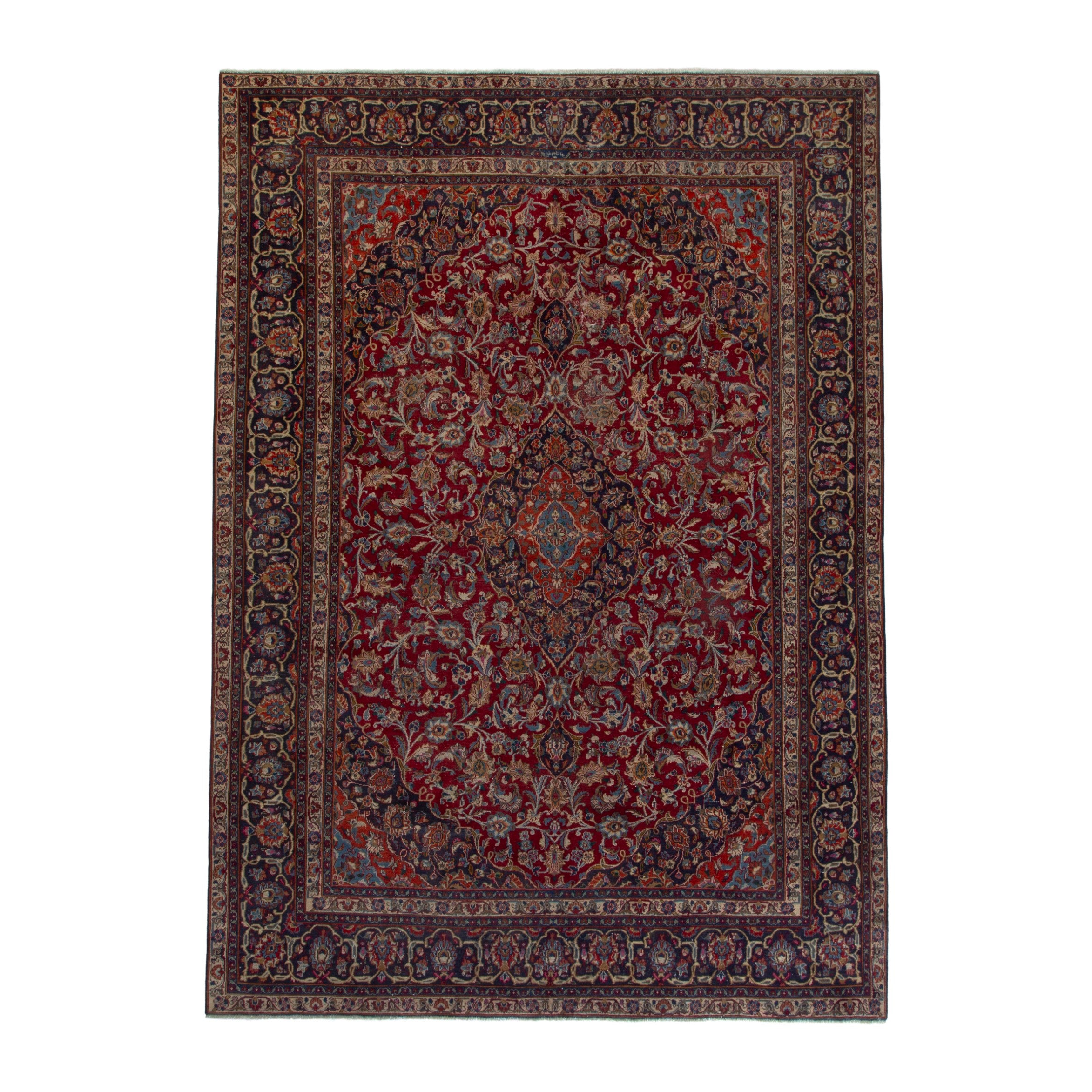 Persian Mashhad oversized rug in burgundy and deep red, 9'6" x 12'8"