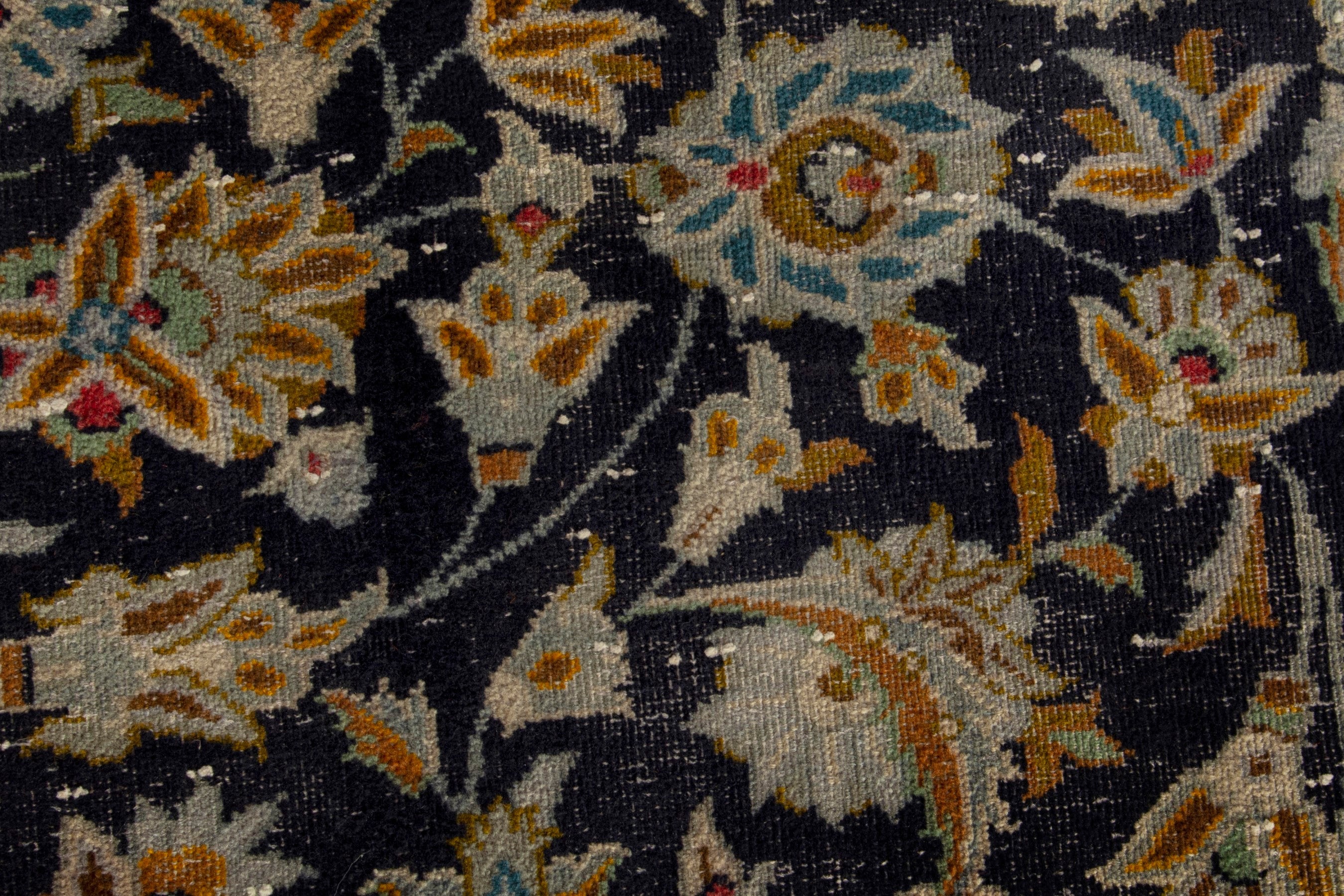 Persian Kashan oversized rug in navy and gold, view 13 of 21