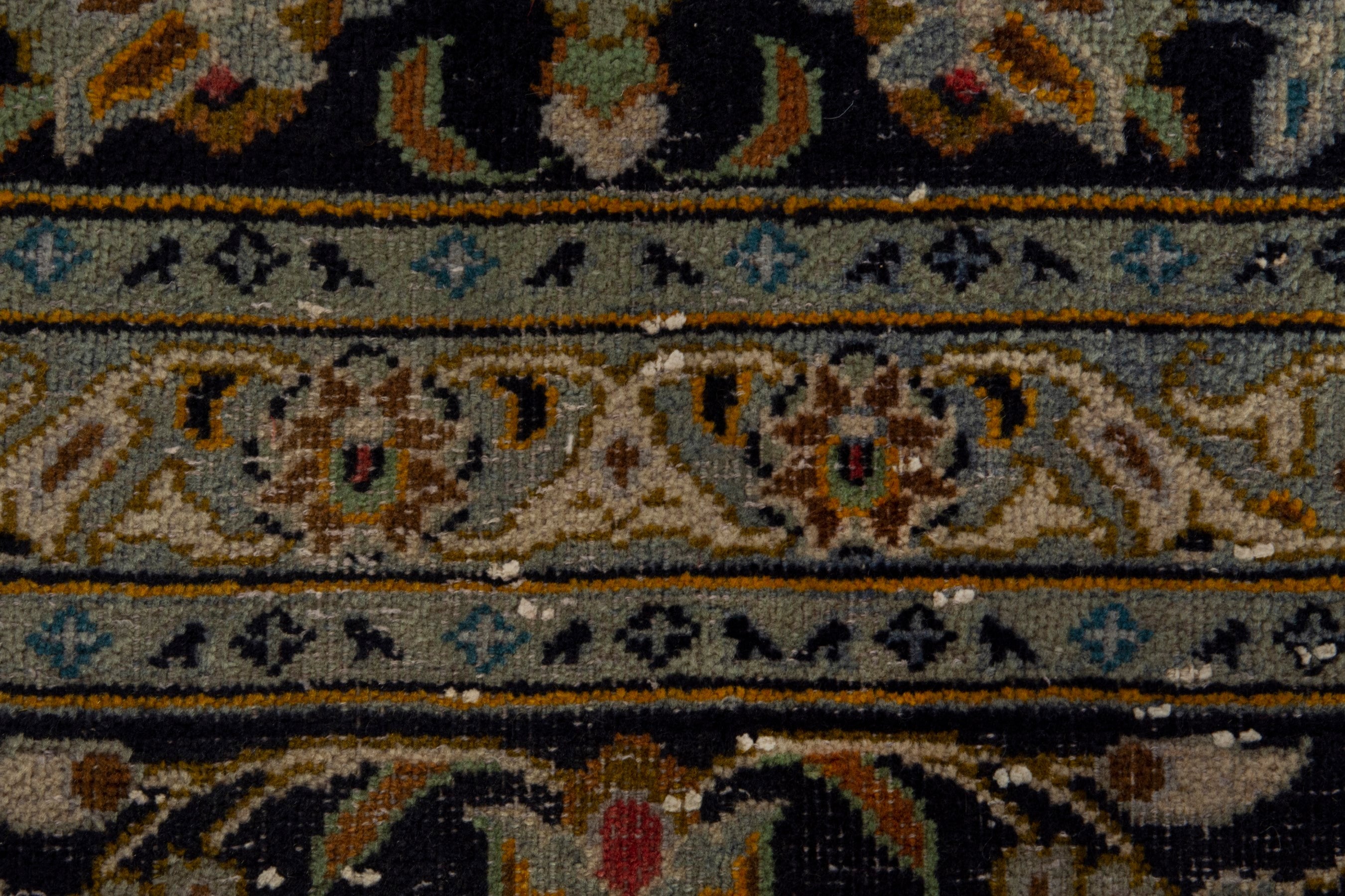 Persian Kashan oversized rug in navy and gold, view 14 of 21