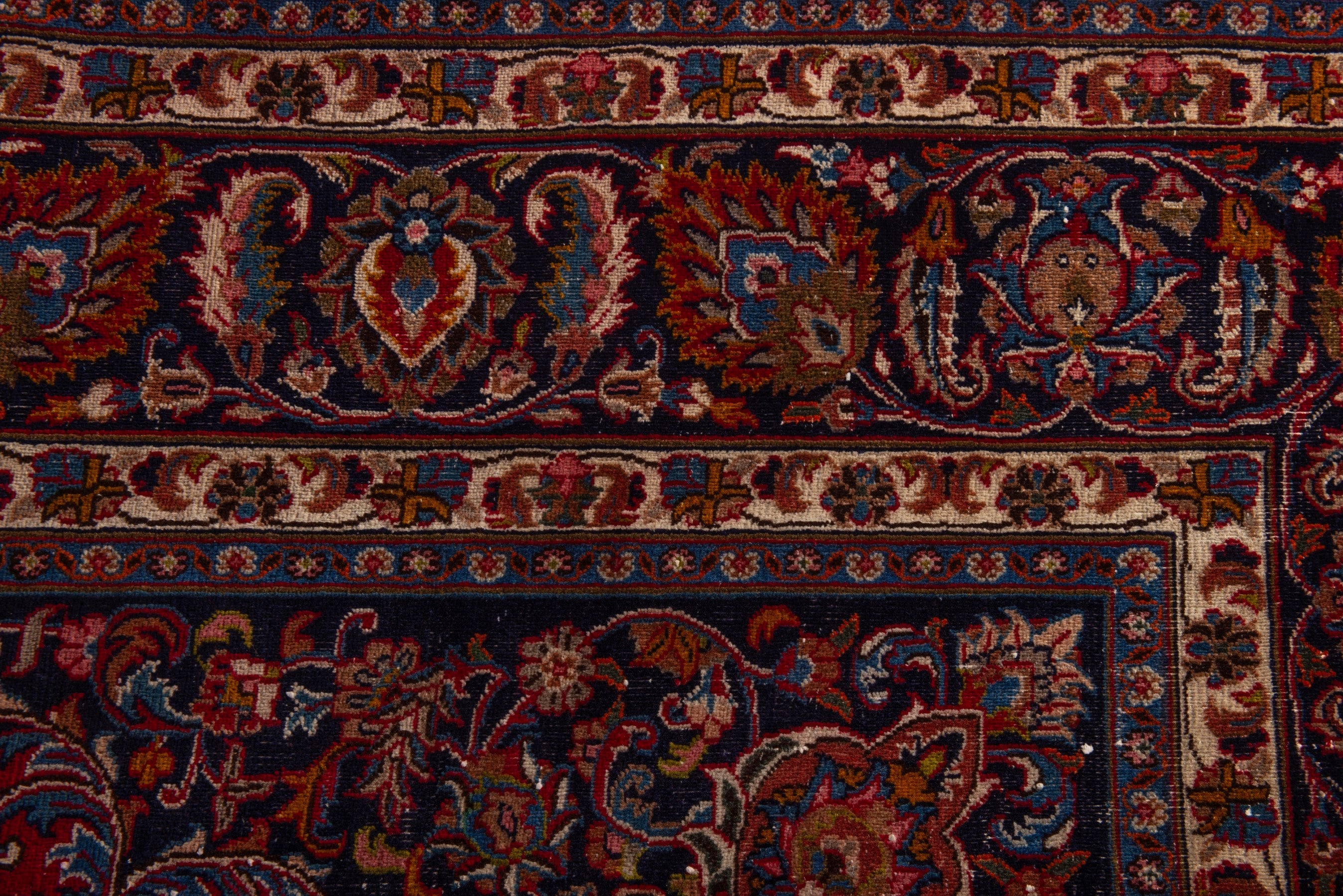 Persian Mashhad oversized rug in deep red and dark brown, view 14 of 24