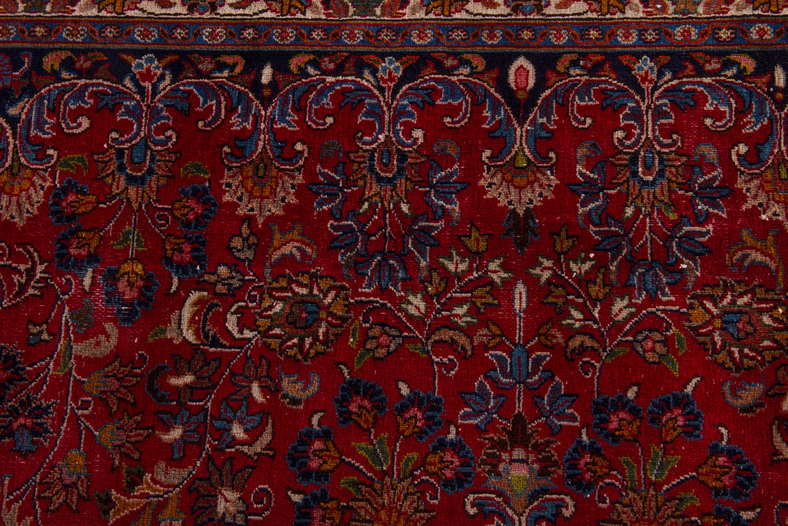 Persian Mashhad oversized rug in deep red and dark brown, view 15 of 24