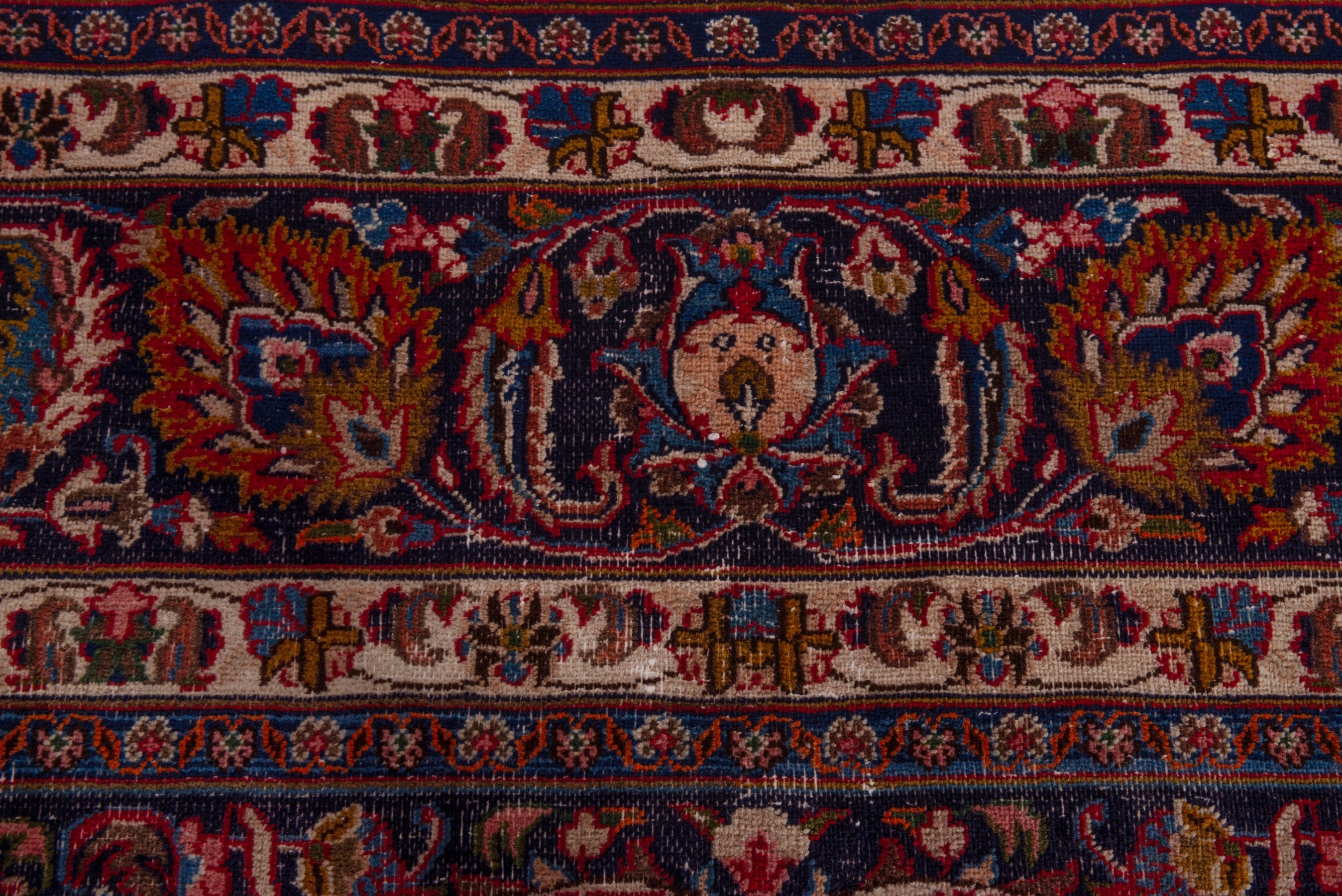 Persian Mashhad oversized rug in deep red and dark brown, view 18 of 24