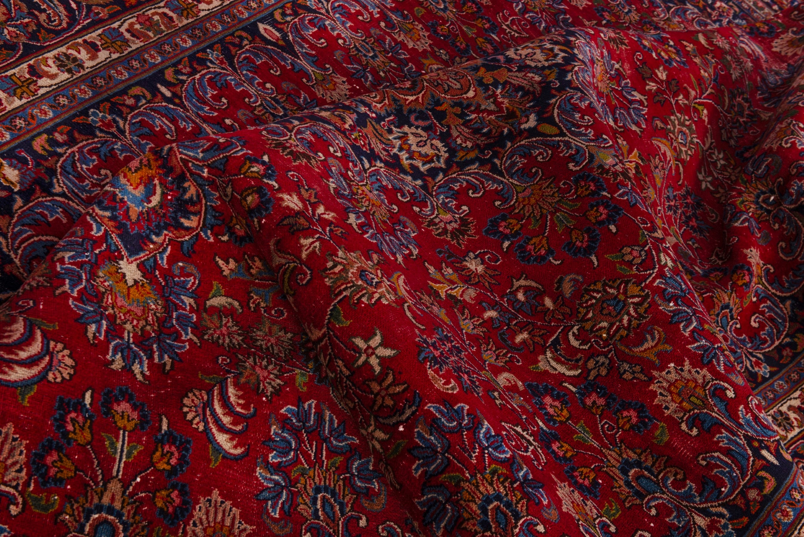 Persian Mashhad oversized rug in deep red and dark brown, view 19 of 24