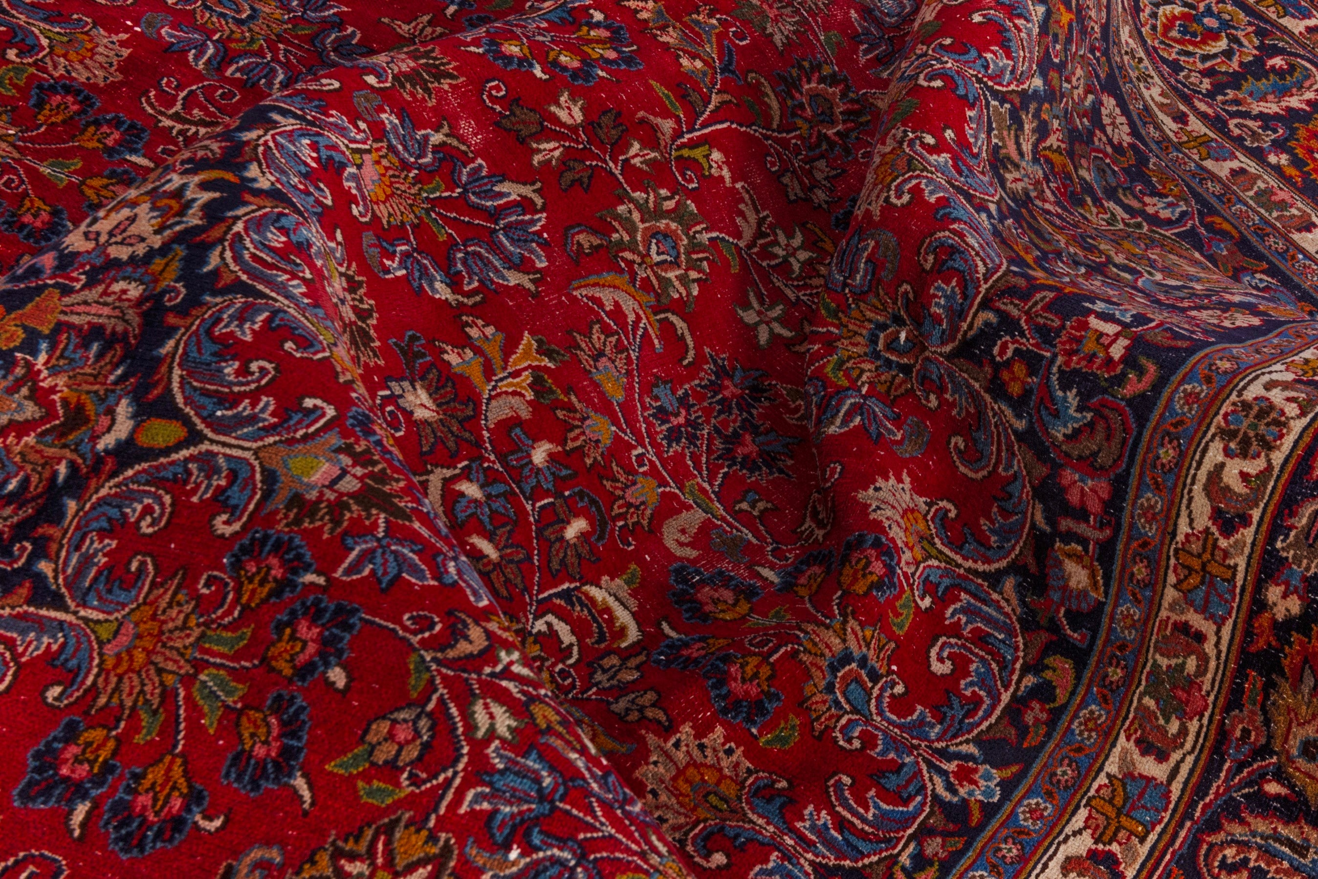 Persian Mashhad oversized rug in deep red and dark brown, view 20 of 24