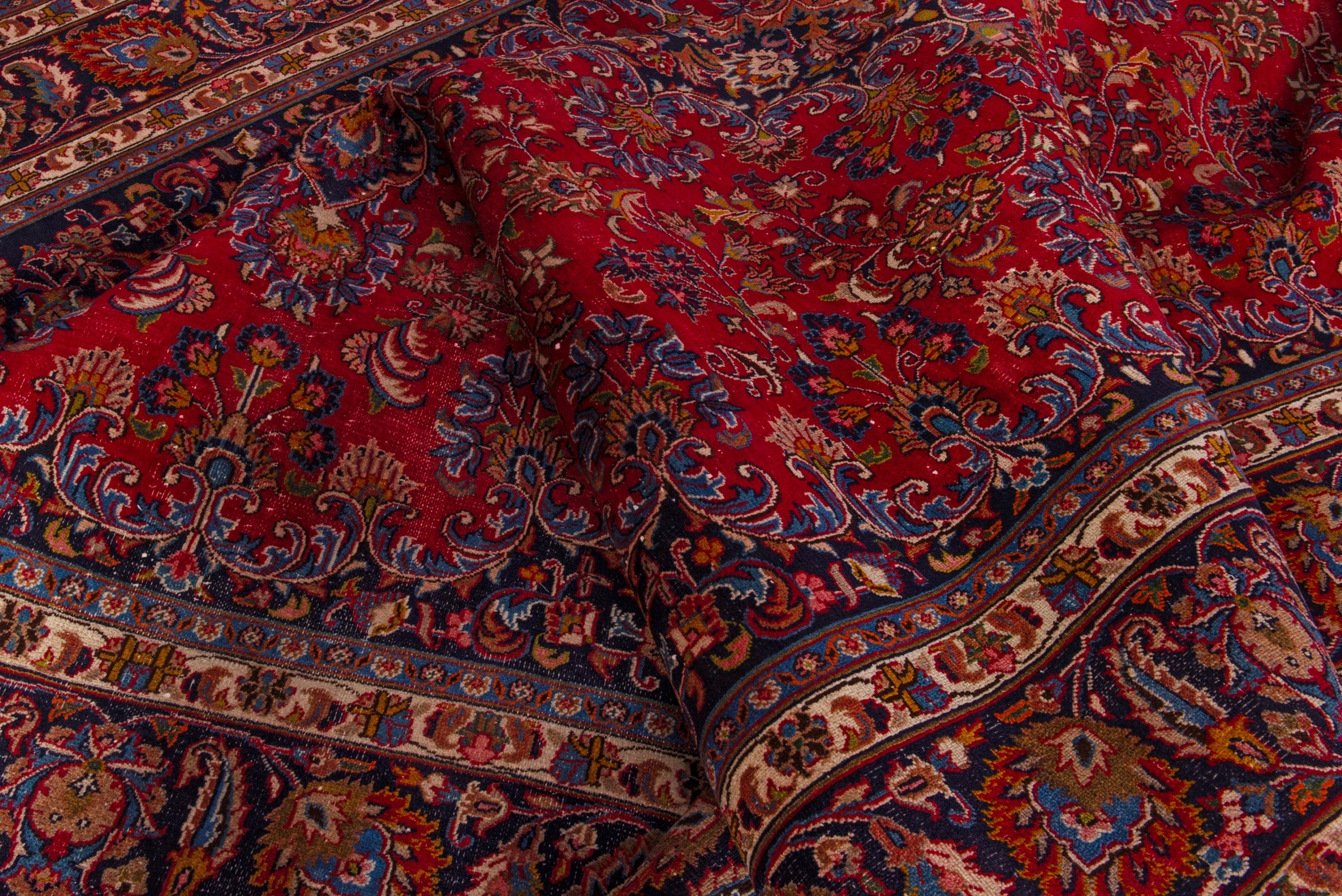 Persian Mashhad oversized rug in deep red and dark brown, view 21 of 24