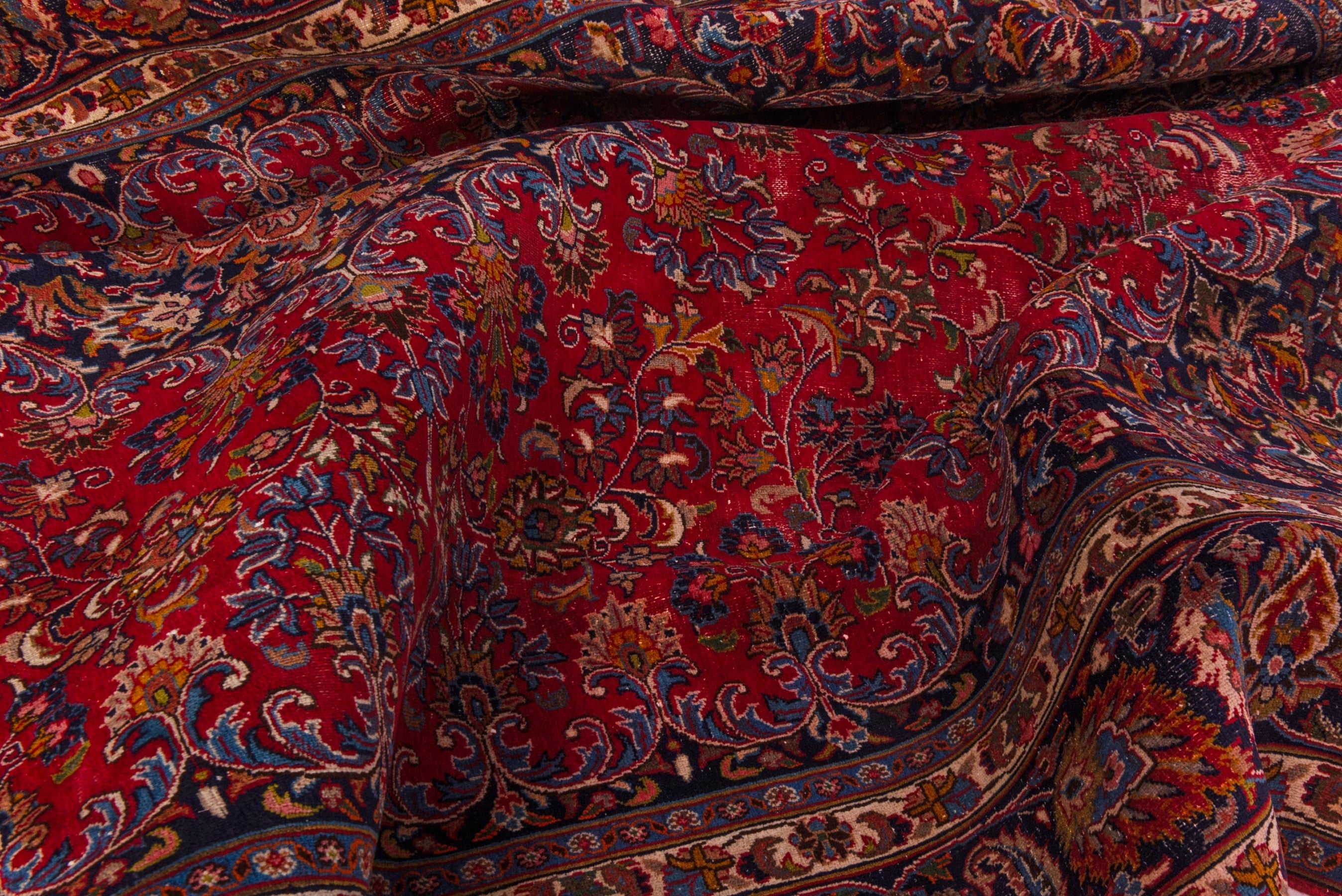 Persian Mashhad oversized rug in deep red and dark brown, view 22 of 24