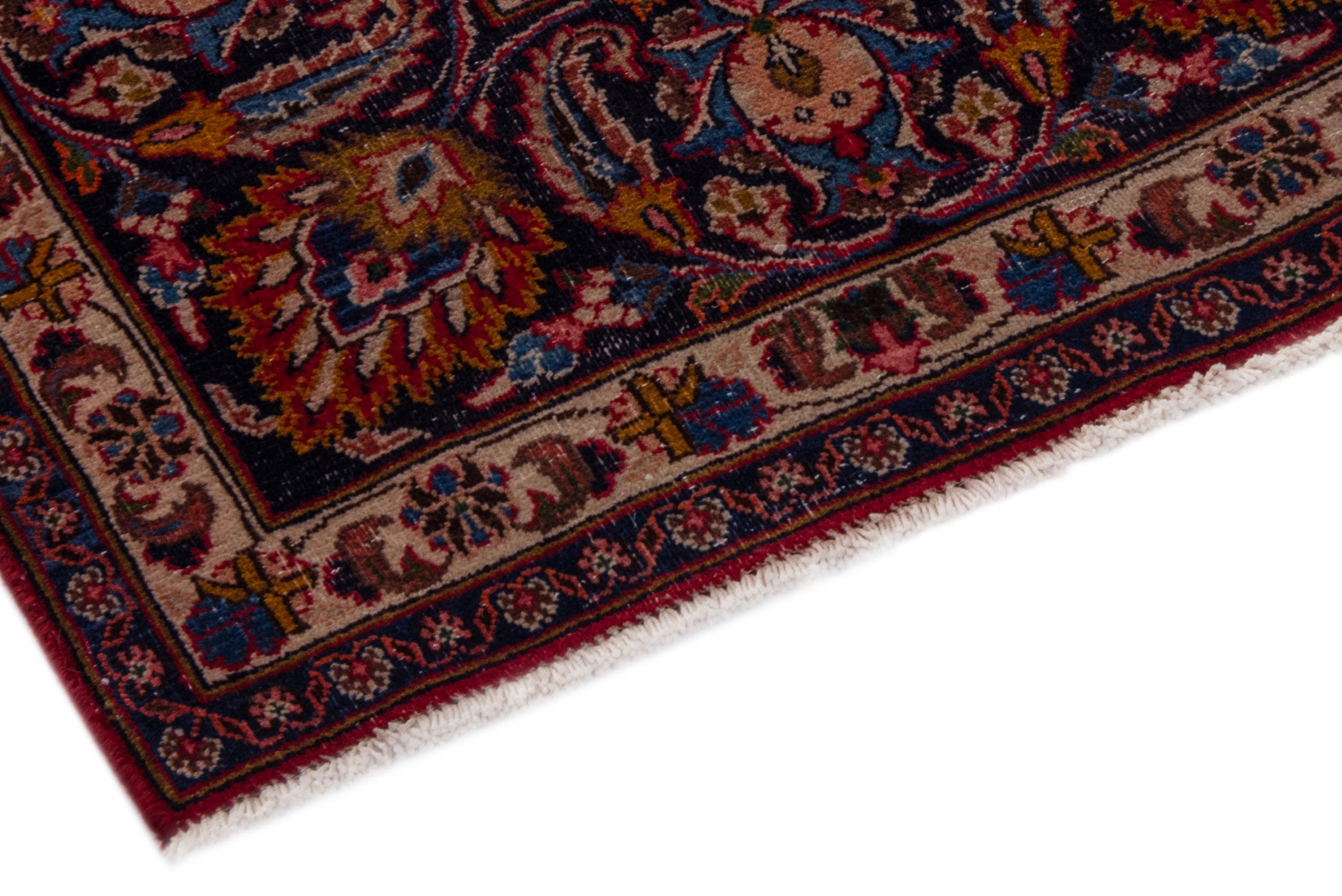 Persian Mashhad oversized rug in deep red and dark brown, view 6 of 24