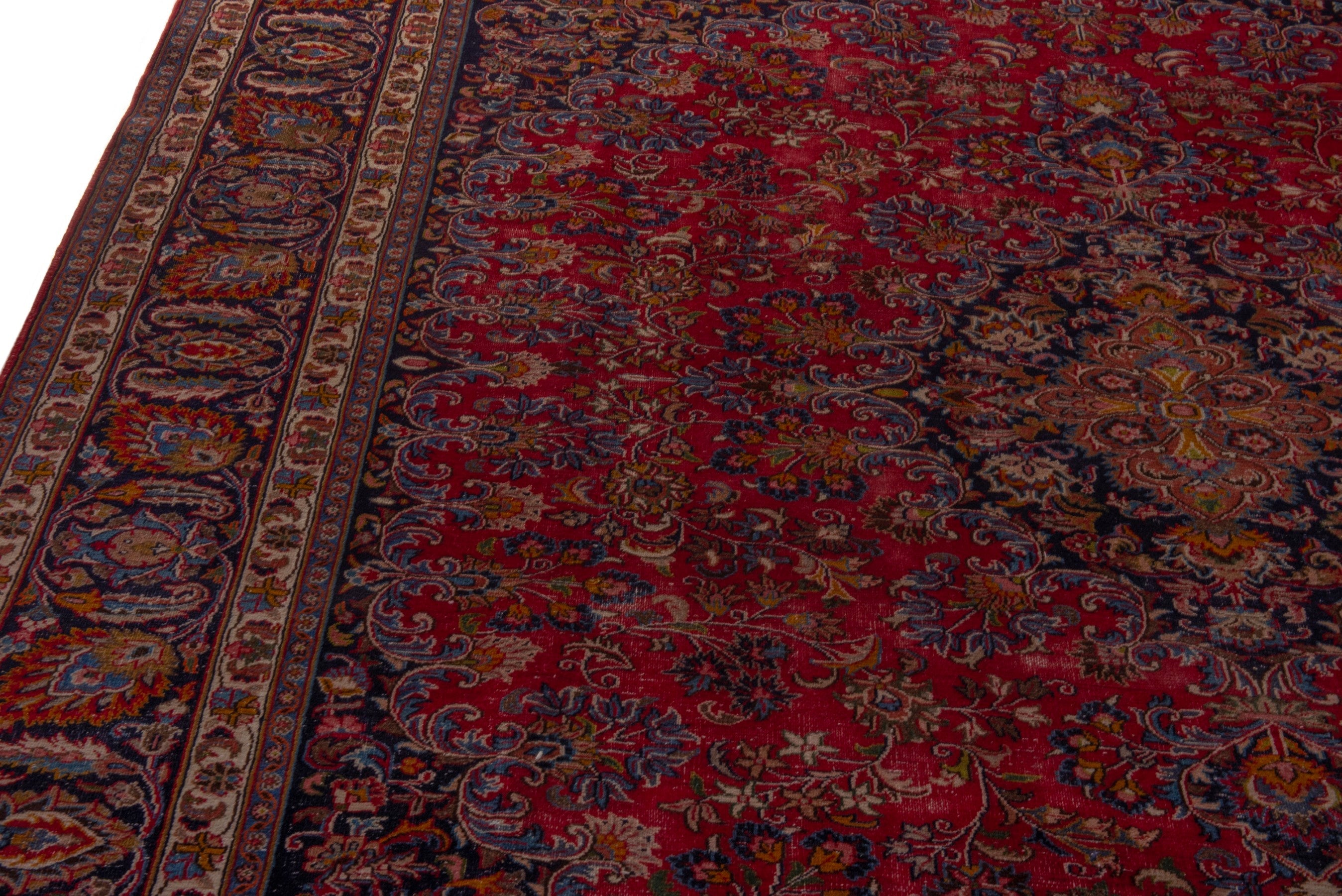 Persian Mashhad oversized rug in deep red and dark brown, view 7 of 24