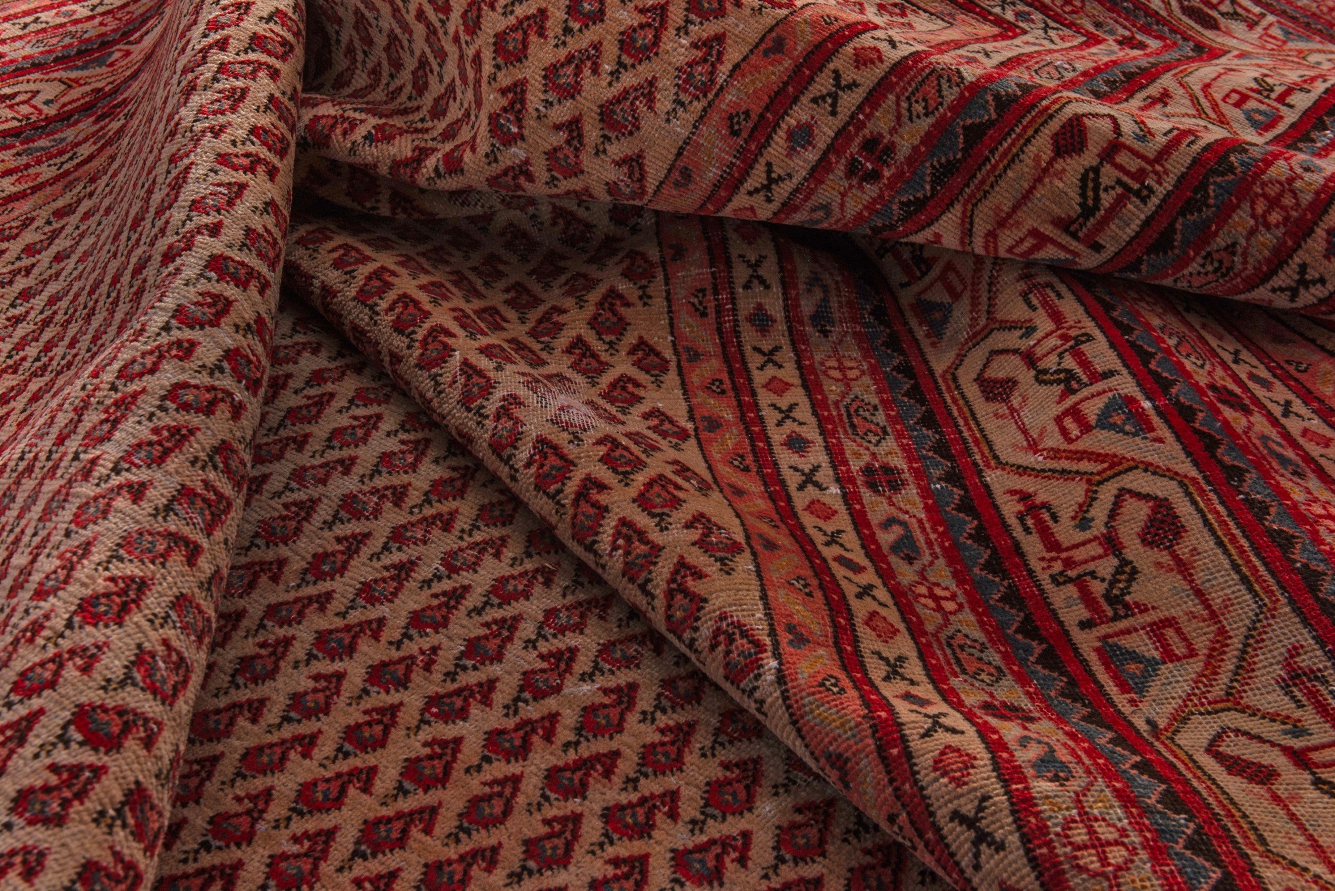 Persian Botteh oversized rug in rust and burgundy, view 17 of 19