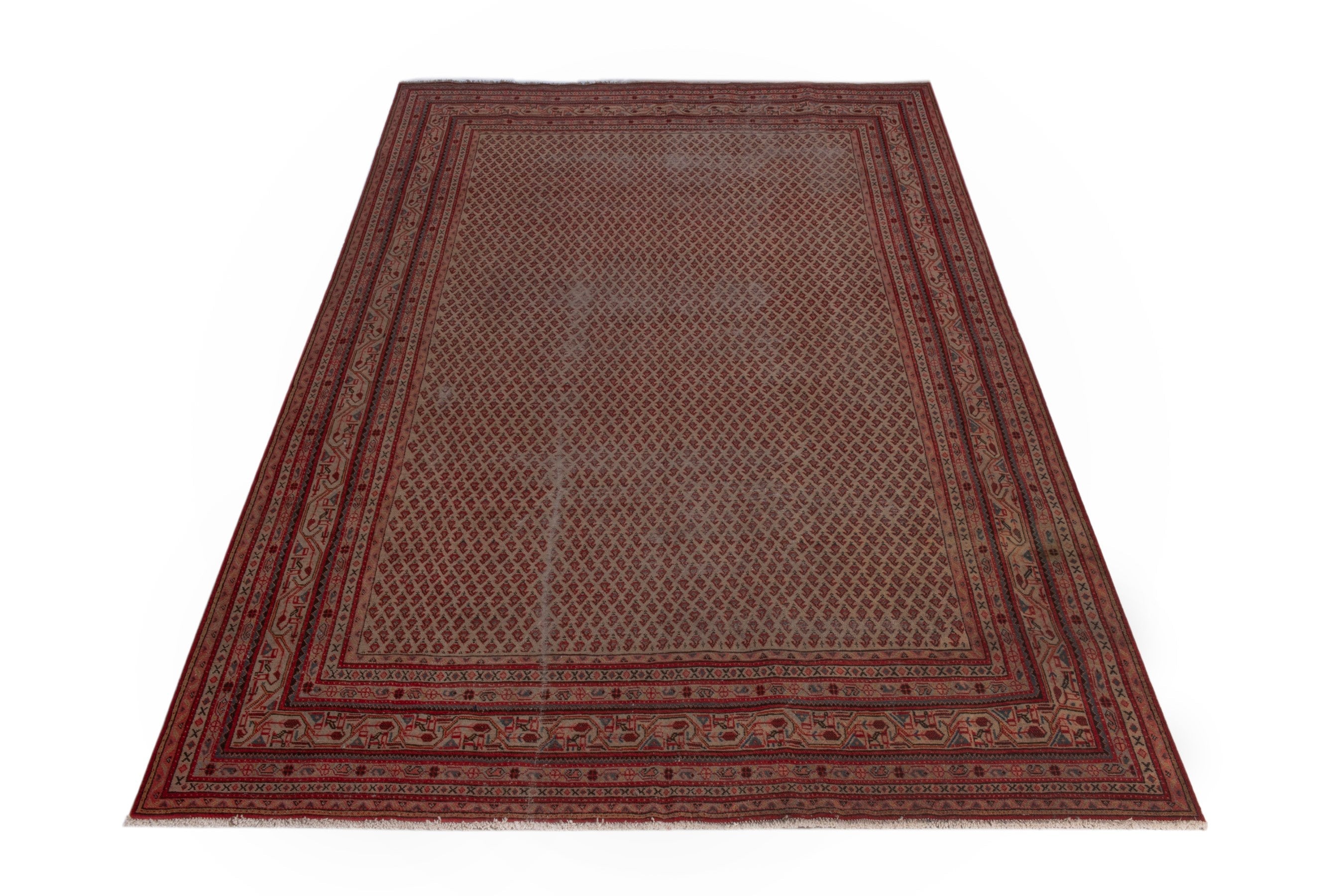 Persian Botteh oversized rug in rust and burgundy, view 2 of 19