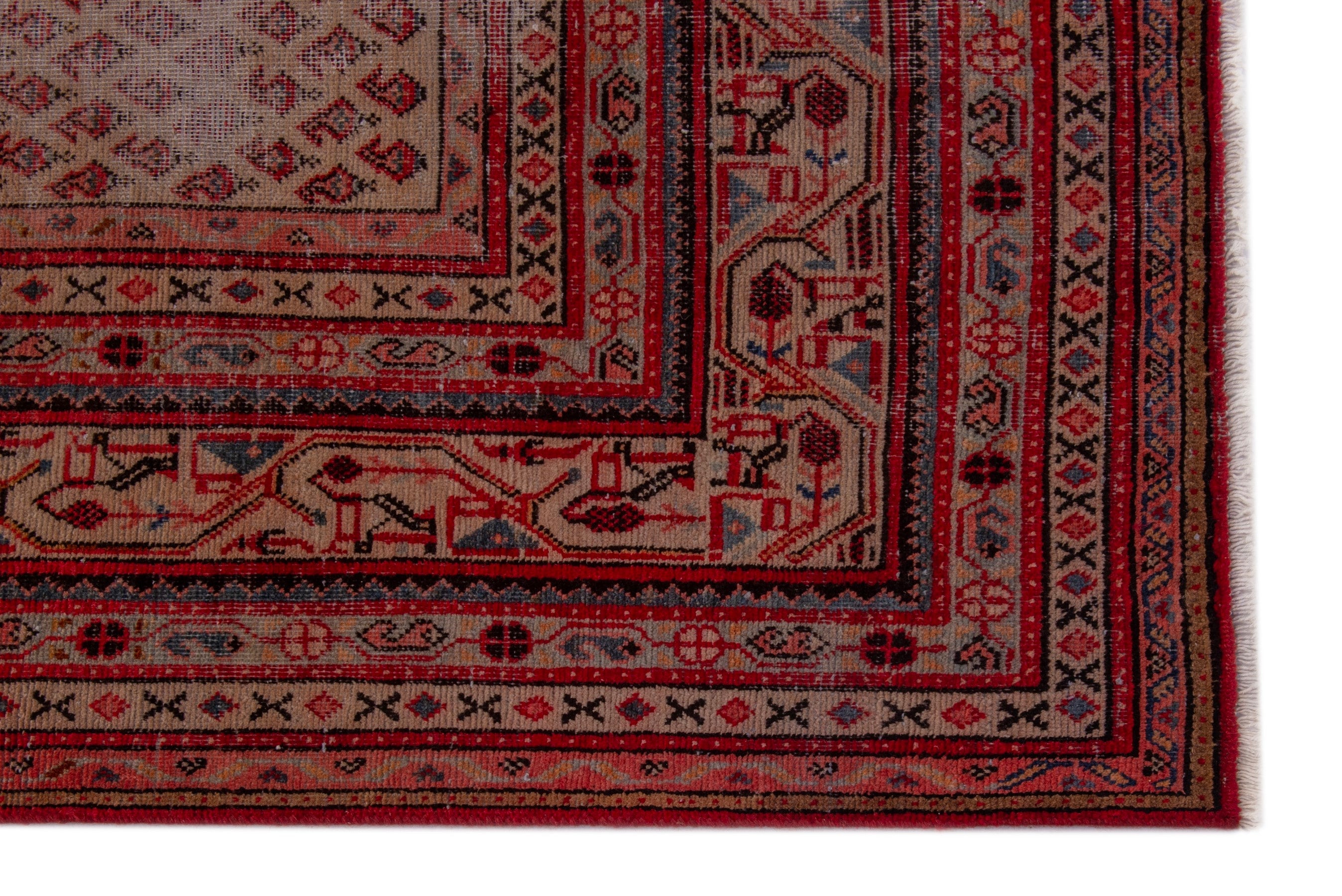 Persian Botteh oversized rug in rust and burgundy, view 5 of 19