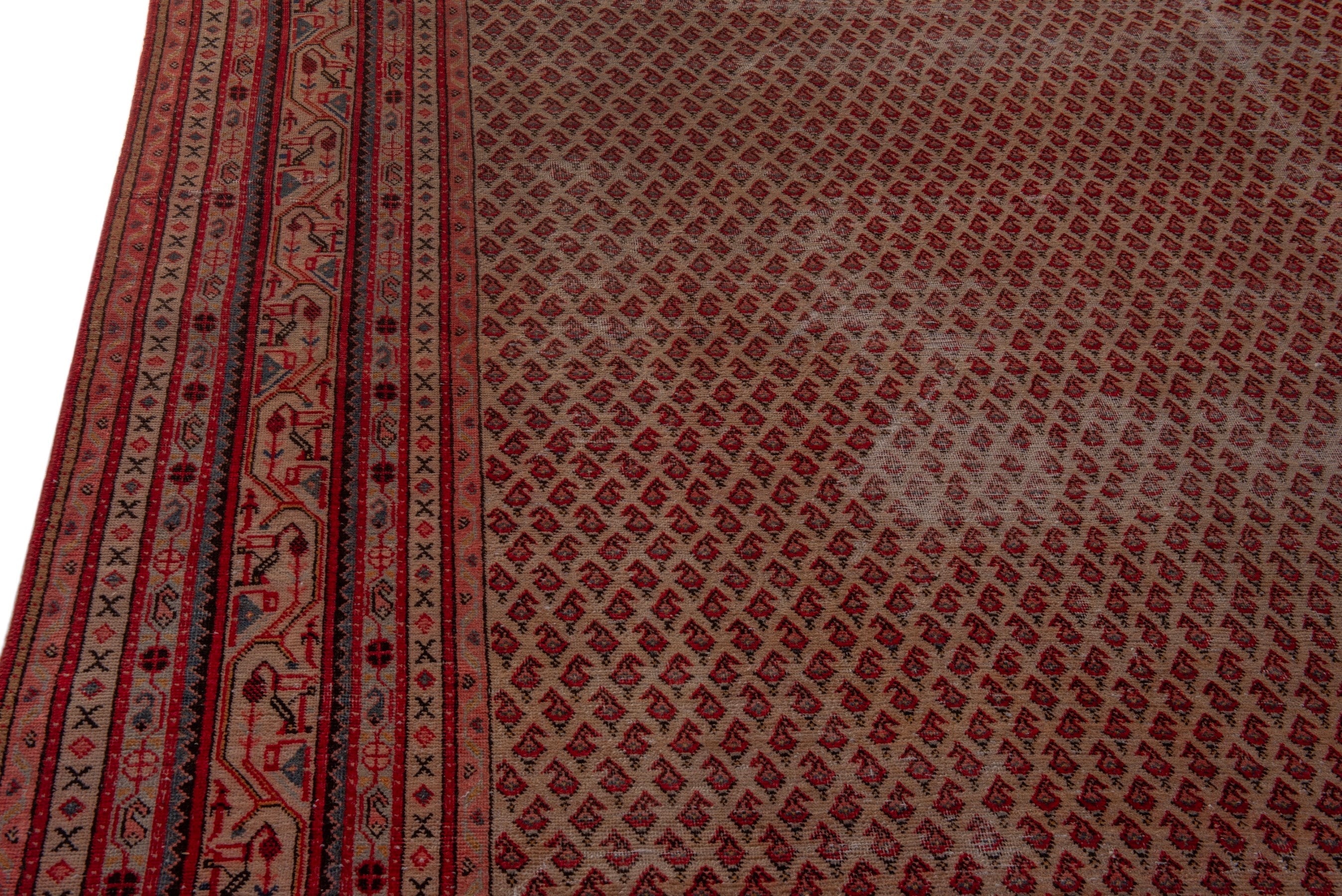Persian Botteh oversized rug in rust and burgundy, view 6 of 19