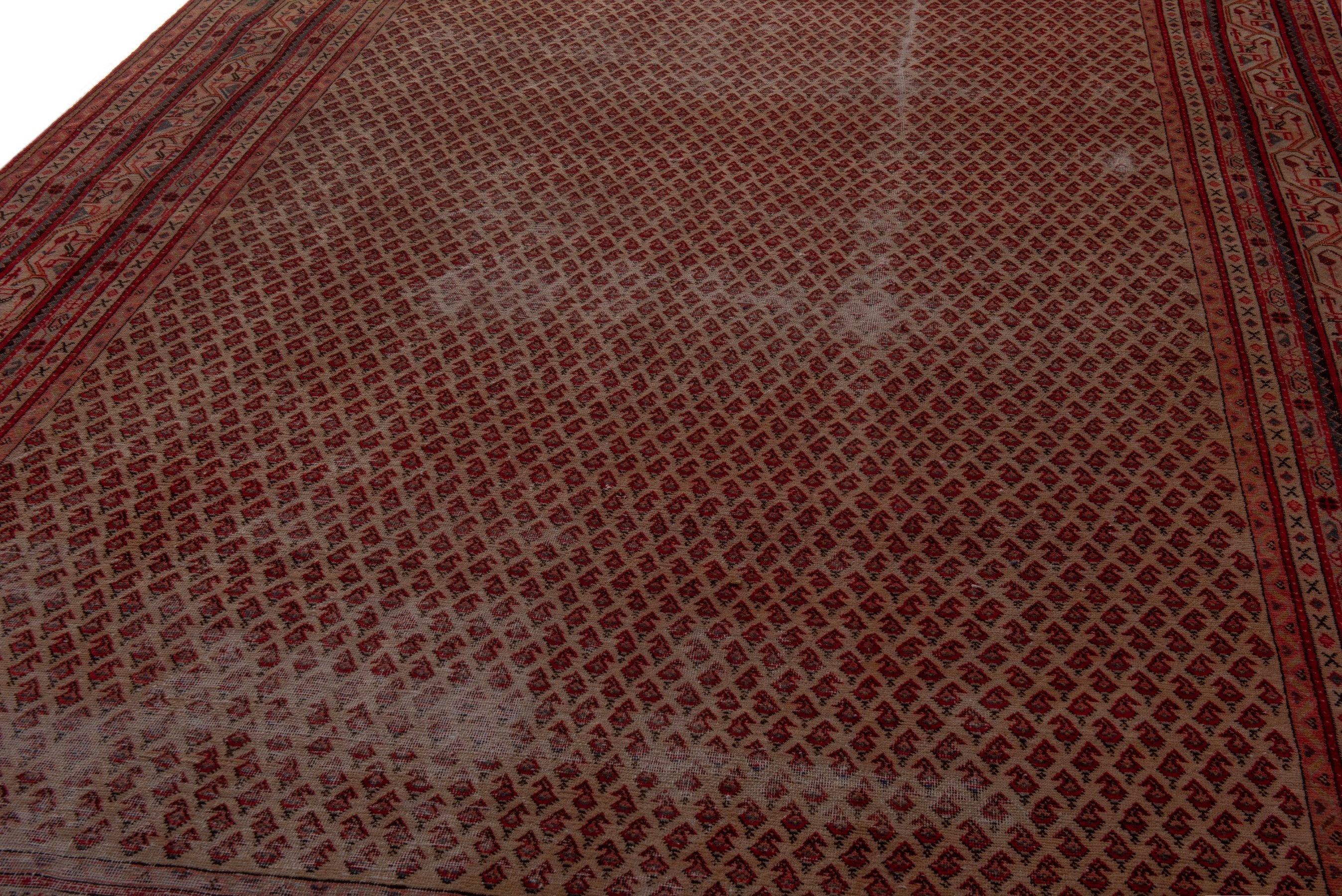 Persian Botteh oversized rug in rust and burgundy, view 8 of 19