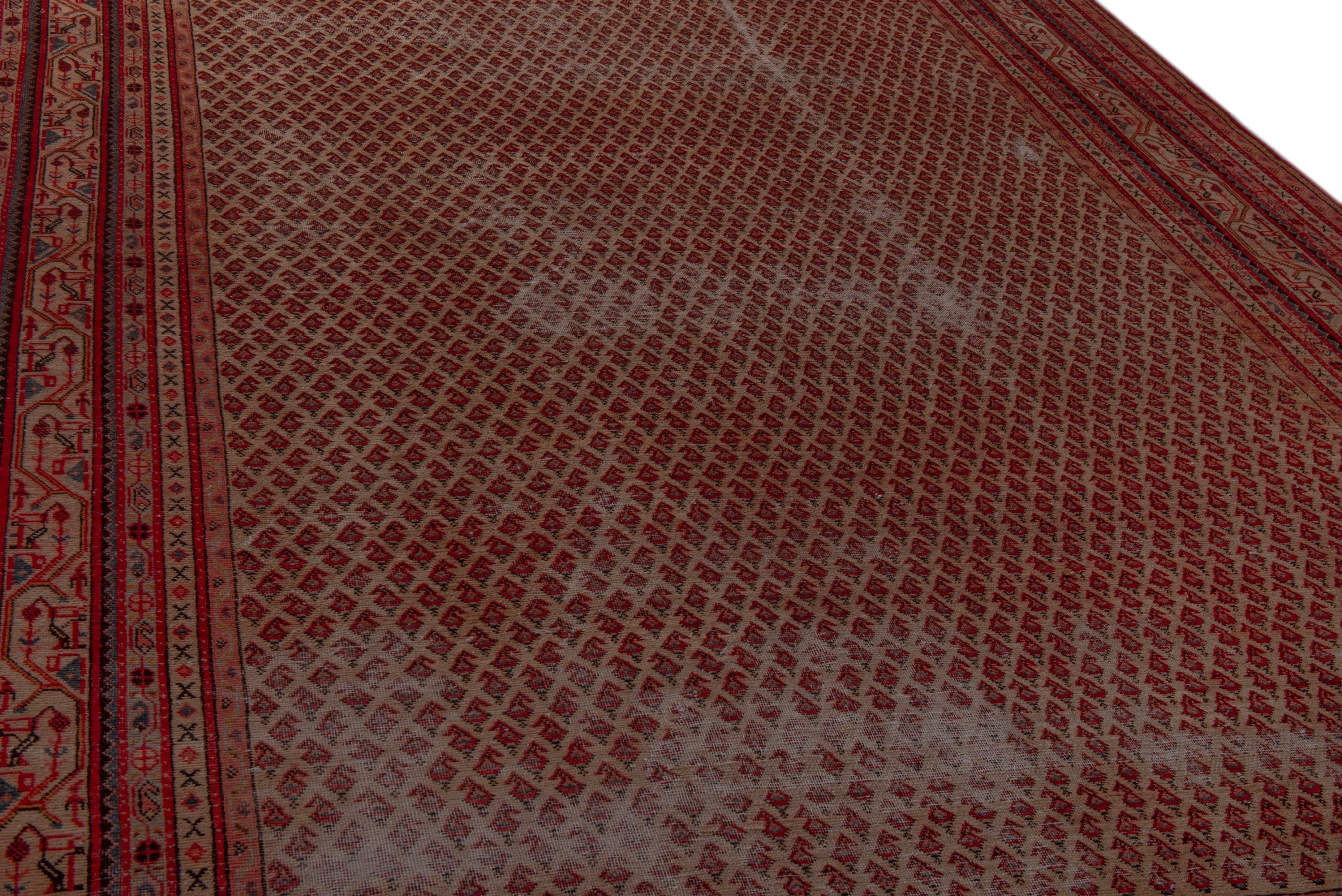 Persian Botteh oversized rug in rust and burgundy, view 9 of 19