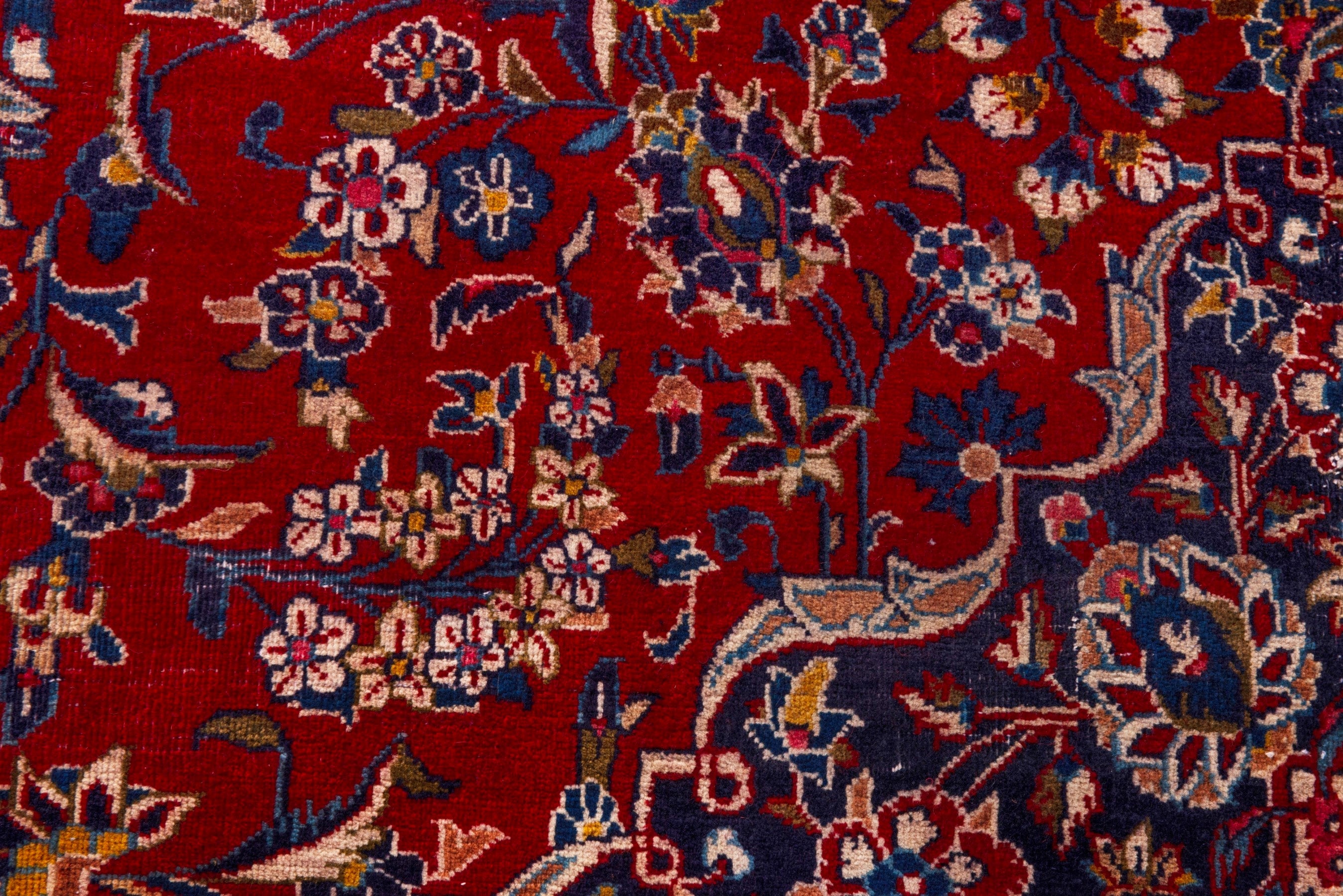Persian Kashan oversized rug in deep red and dark blue, view 12 of 24