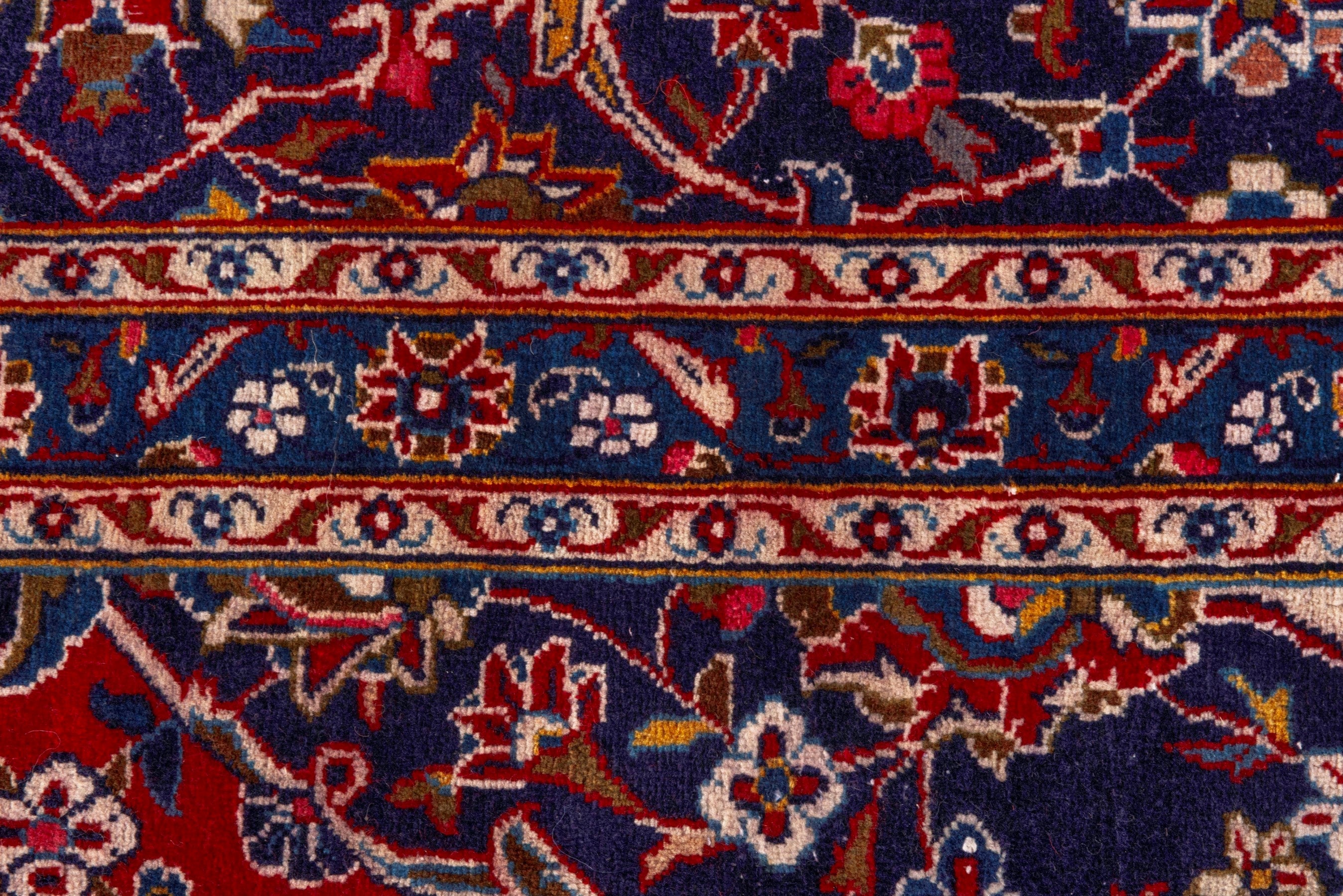 Persian Kashan oversized rug in deep red and dark blue, view 13 of 24