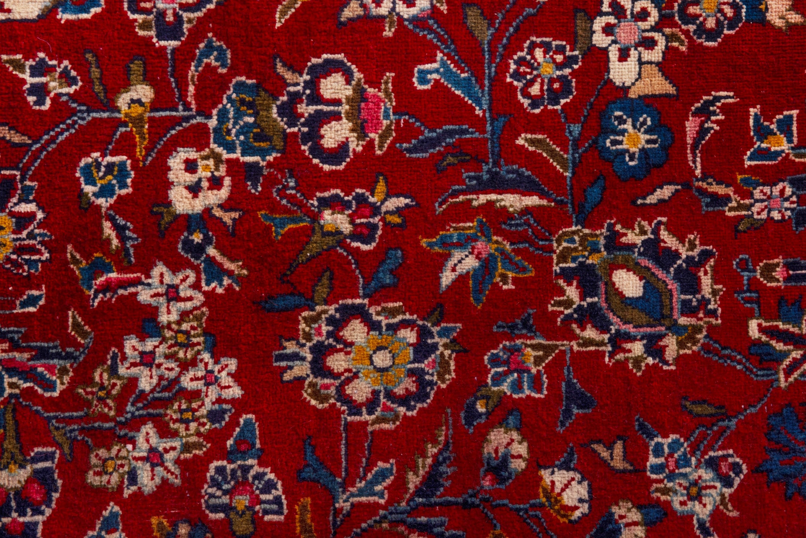 Persian Kashan oversized rug in deep red and dark blue, view 14 of 24