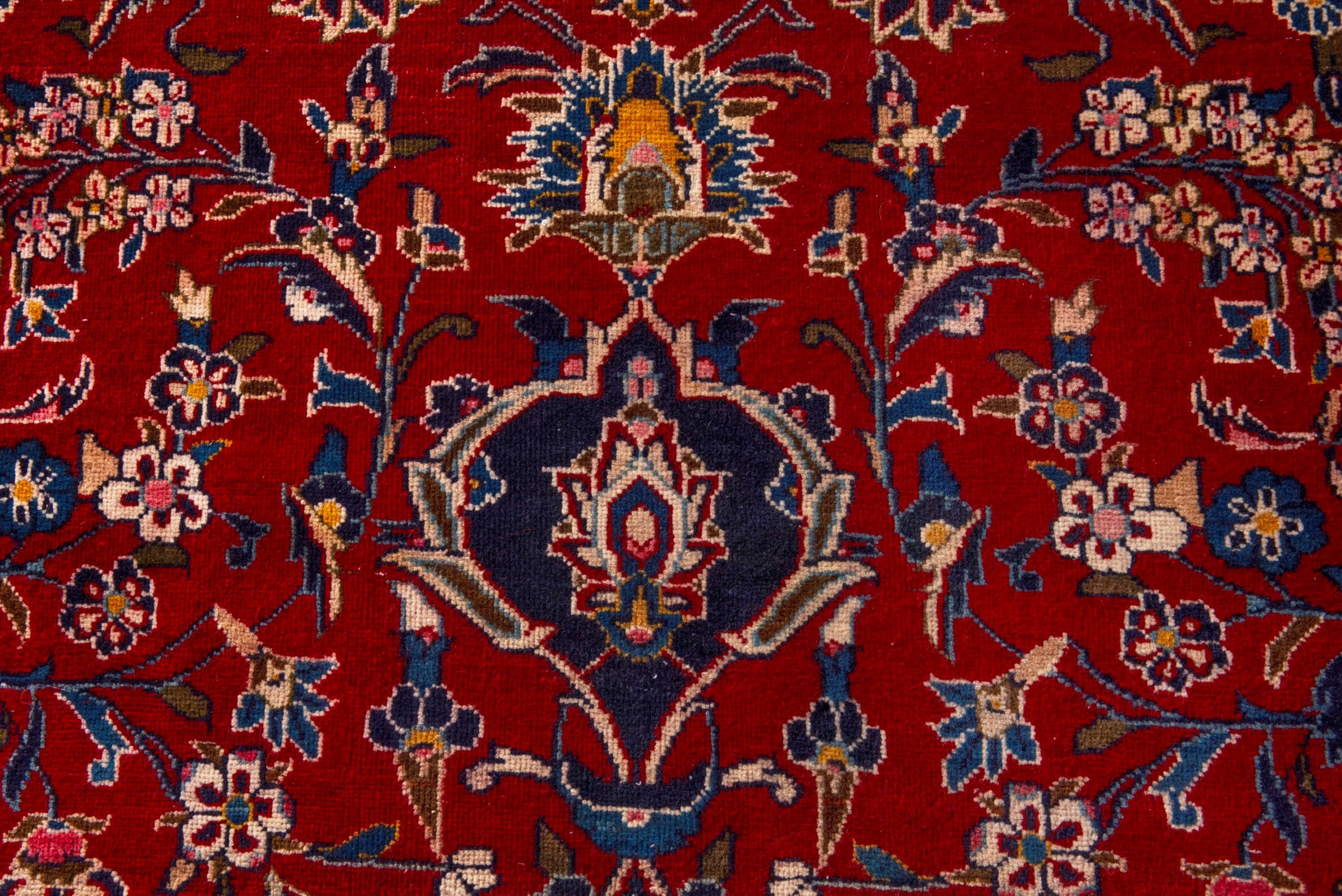 Persian Kashan oversized rug in deep red and dark blue, view 15 of 24