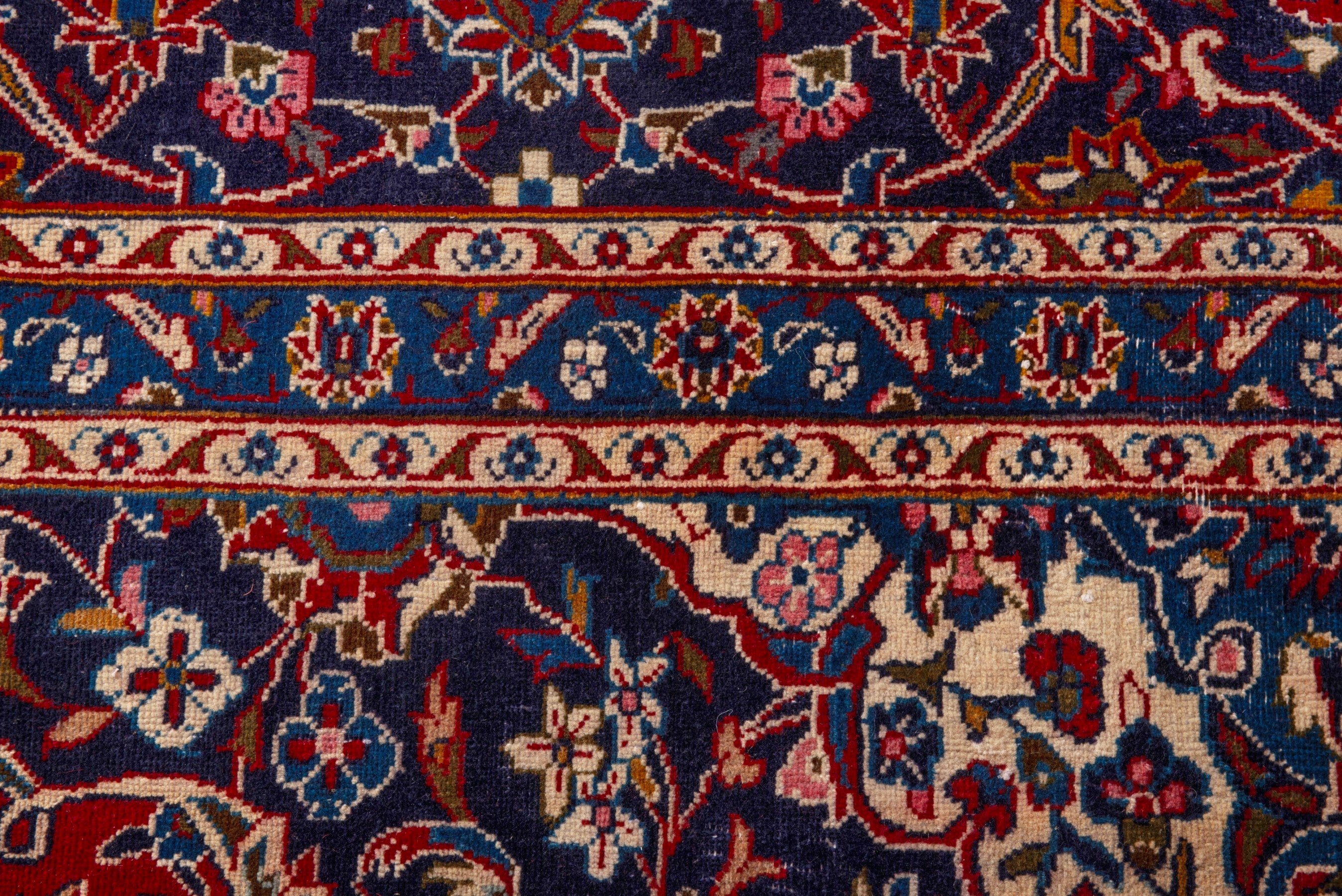 Persian Kashan oversized rug in deep red and dark blue, view 16 of 24