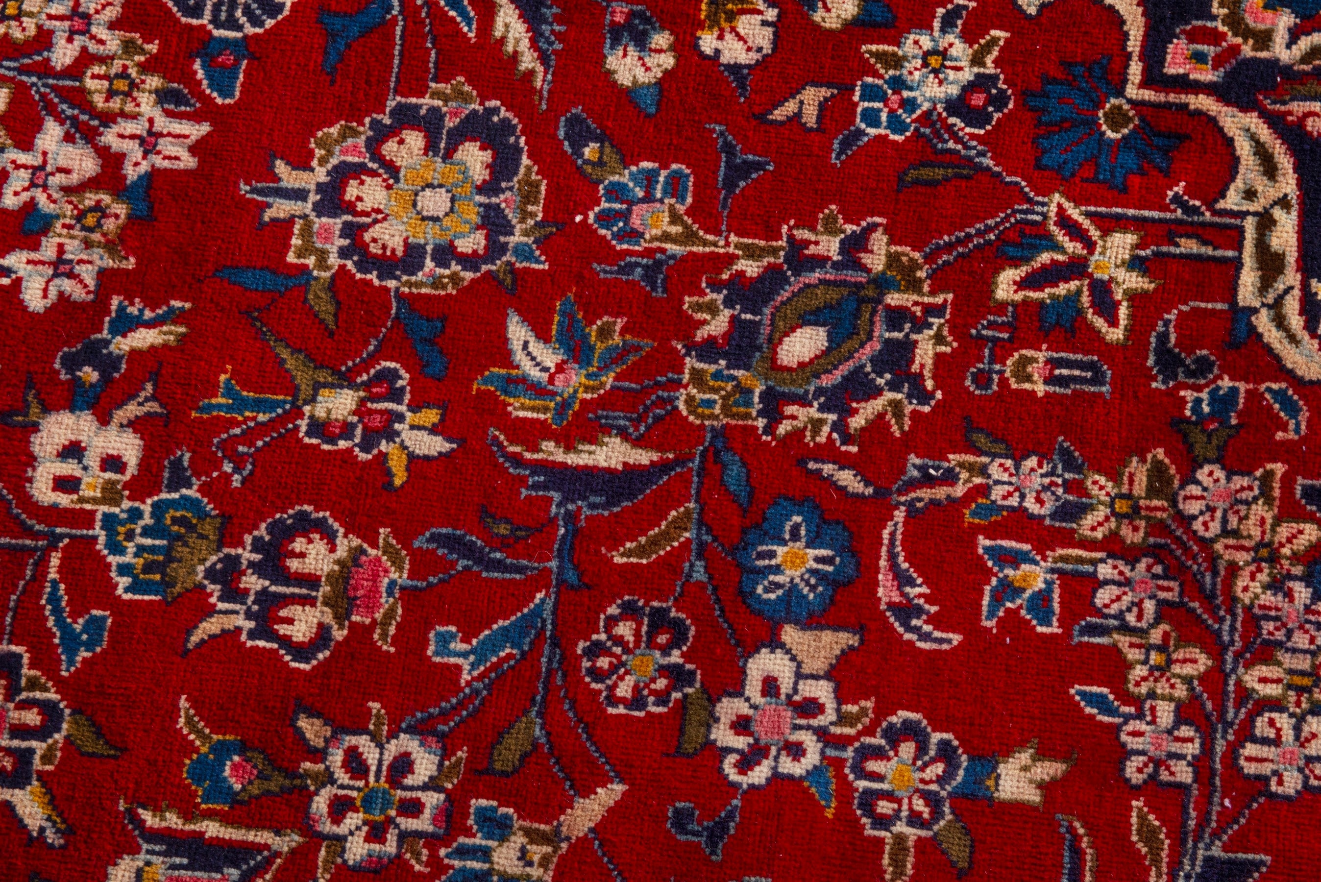 Persian Kashan oversized rug in deep red and dark blue, view 17 of 24