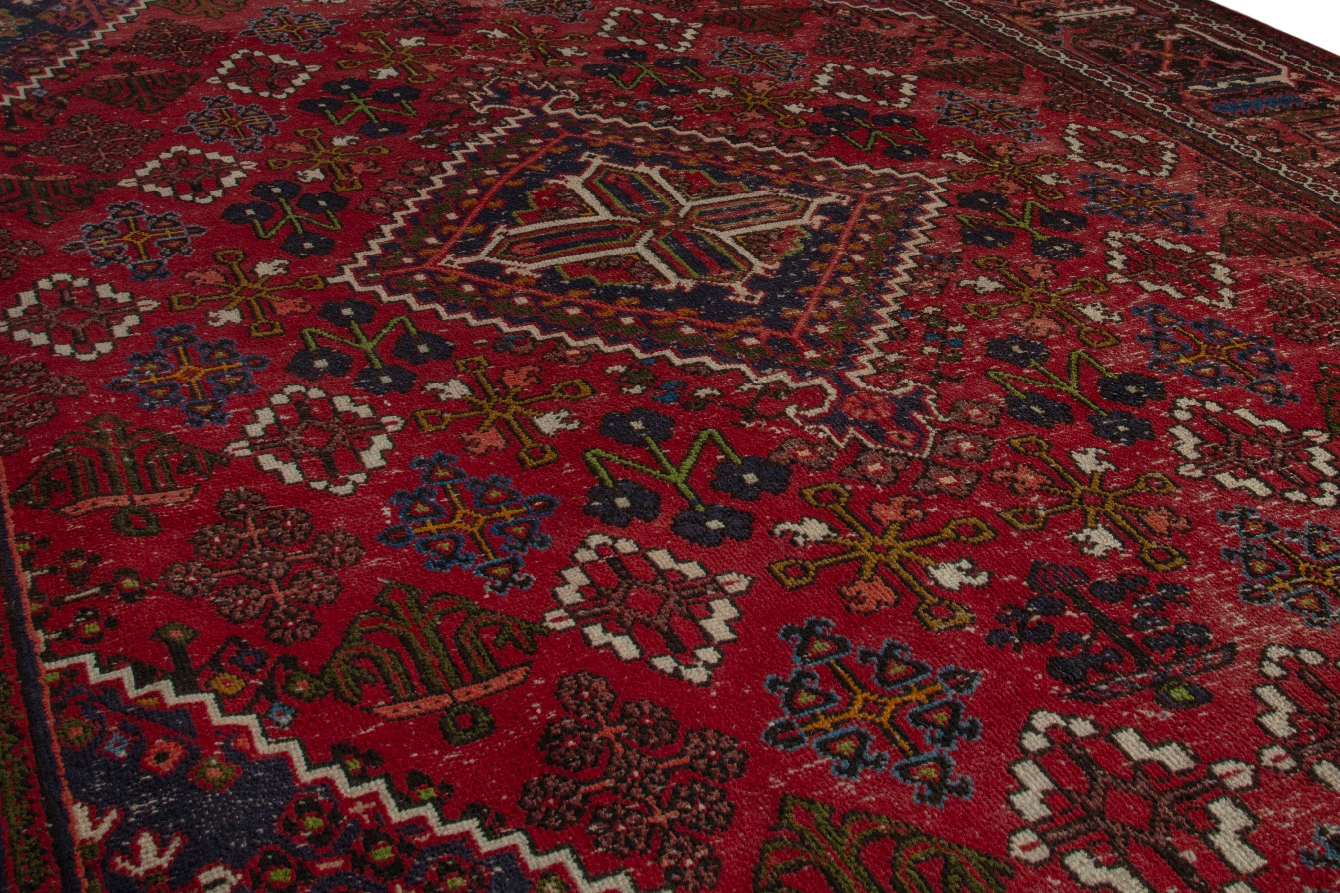 Persian Joshaghan area rug in deep red and burgundy, view 10 of 19