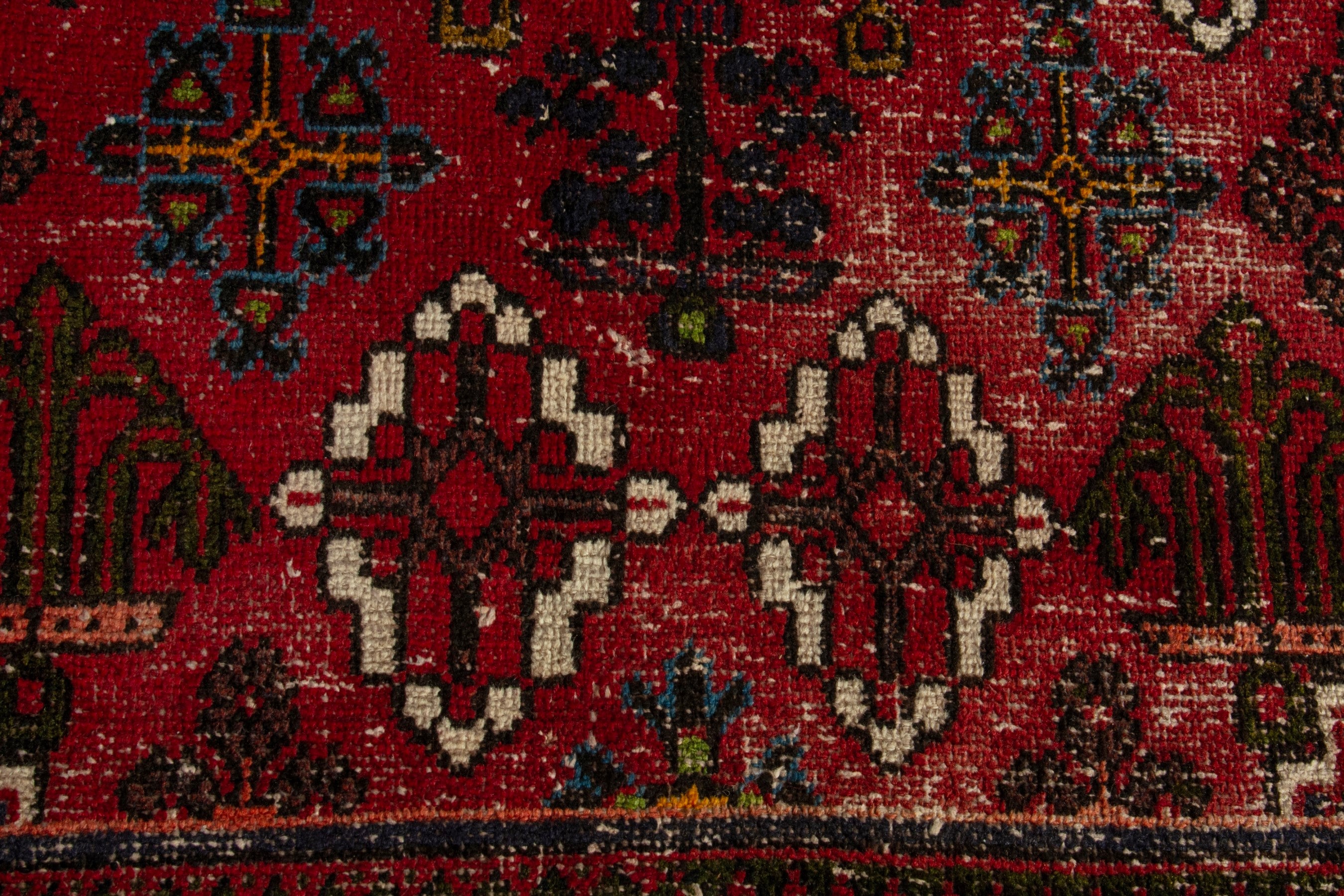 Persian Joshaghan area rug in deep red and burgundy, view 11 of 19