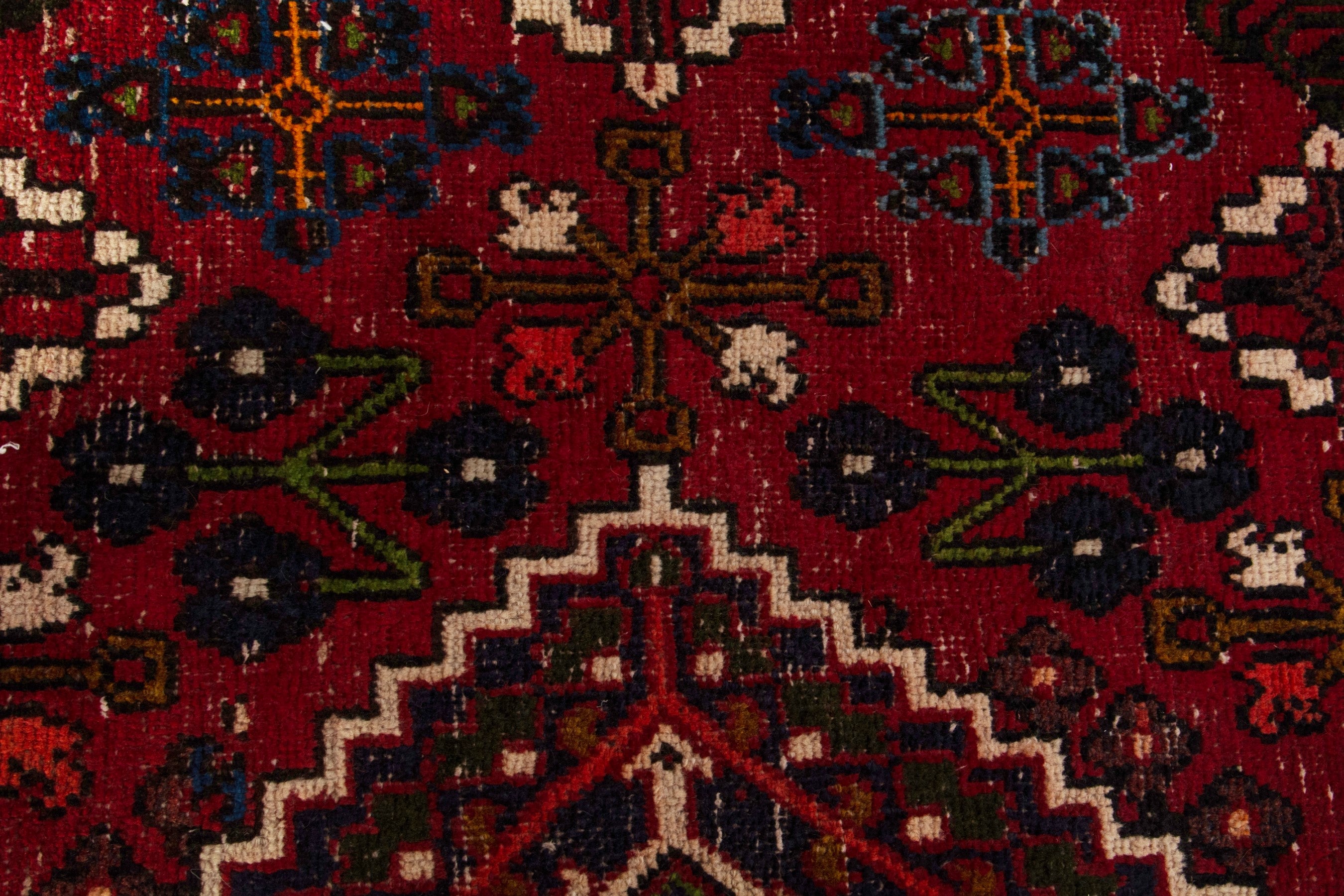 Persian Joshaghan area rug in deep red and burgundy, view 12 of 19