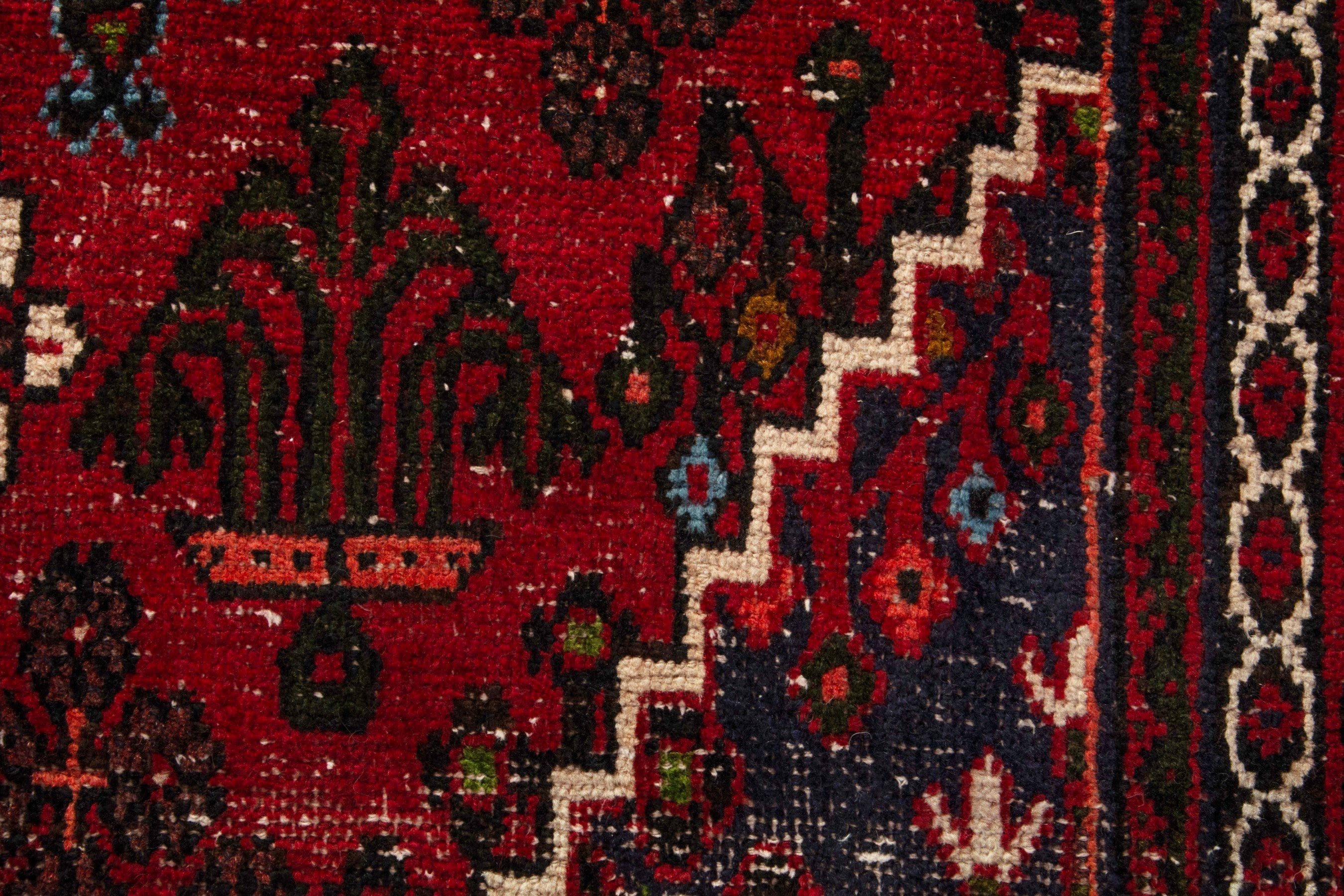 Persian Joshaghan area rug in deep red and burgundy, view 13 of 19