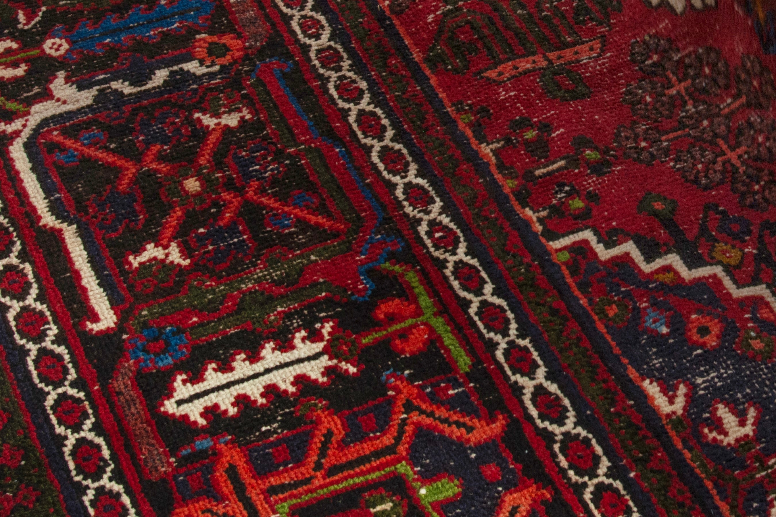 Persian Joshaghan area rug in deep red and burgundy, view 14 of 19