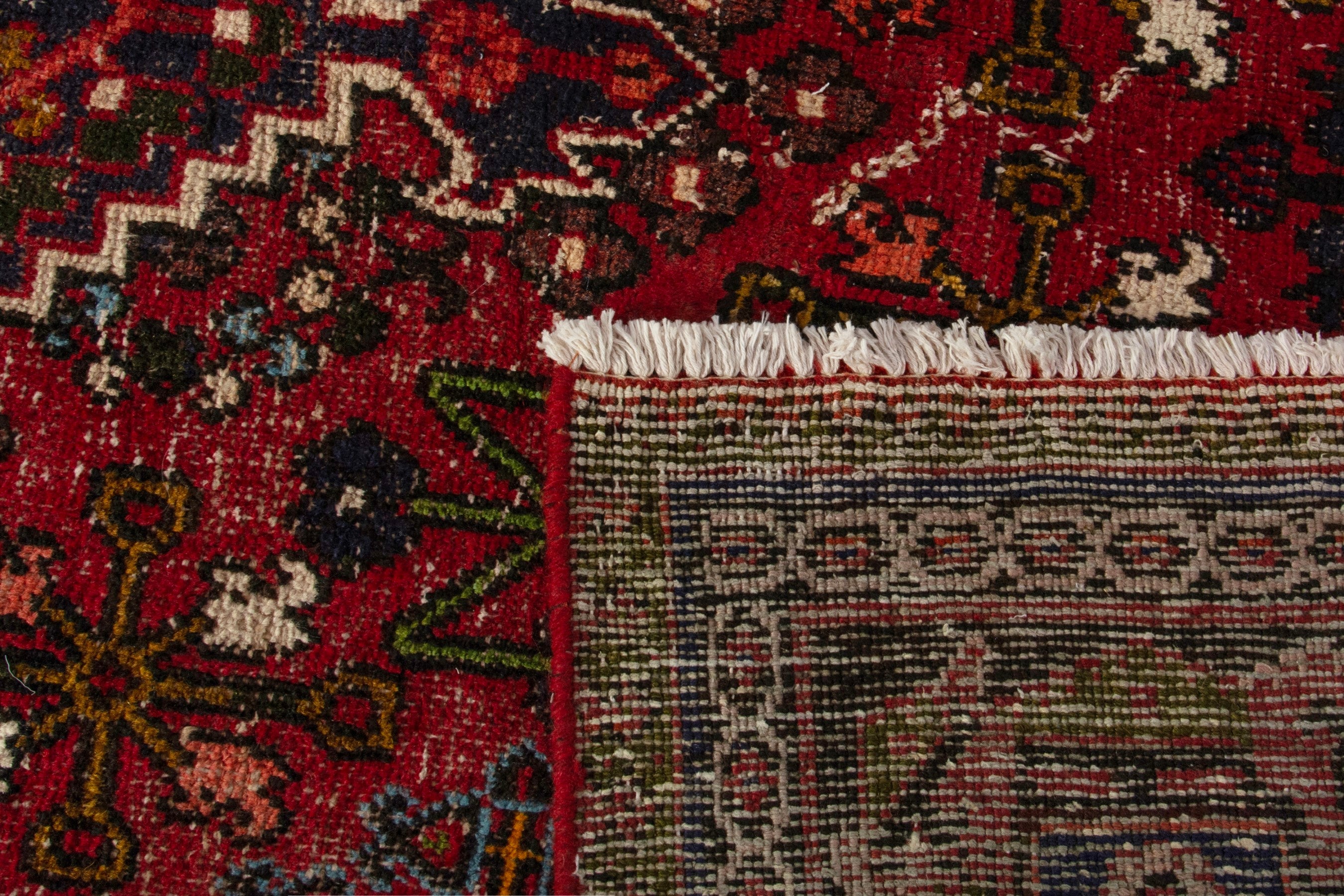 Persian Joshaghan area rug in deep red and burgundy, view 19 of 19