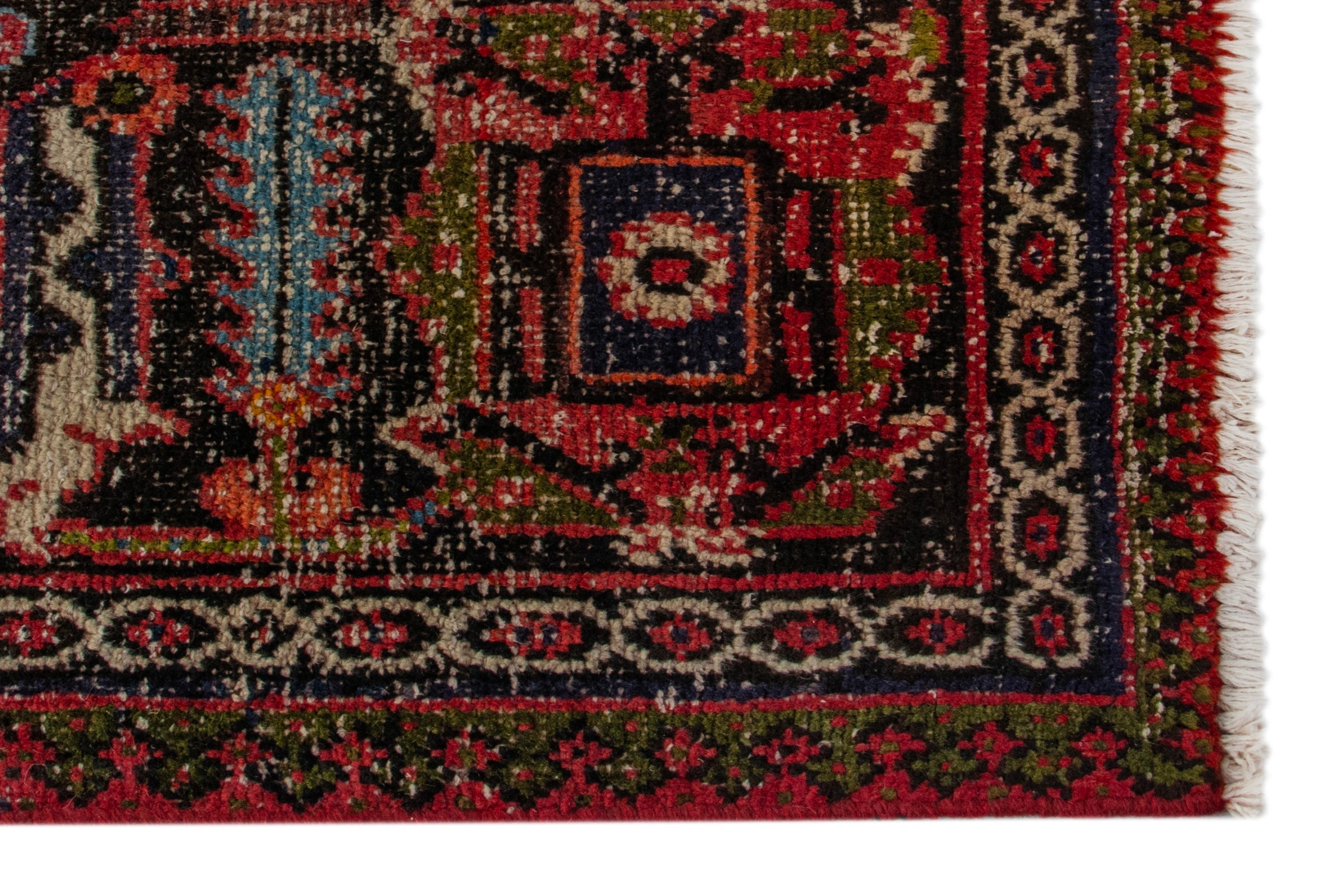 Persian Joshaghan area rug in deep red and burgundy, view 5 of 19