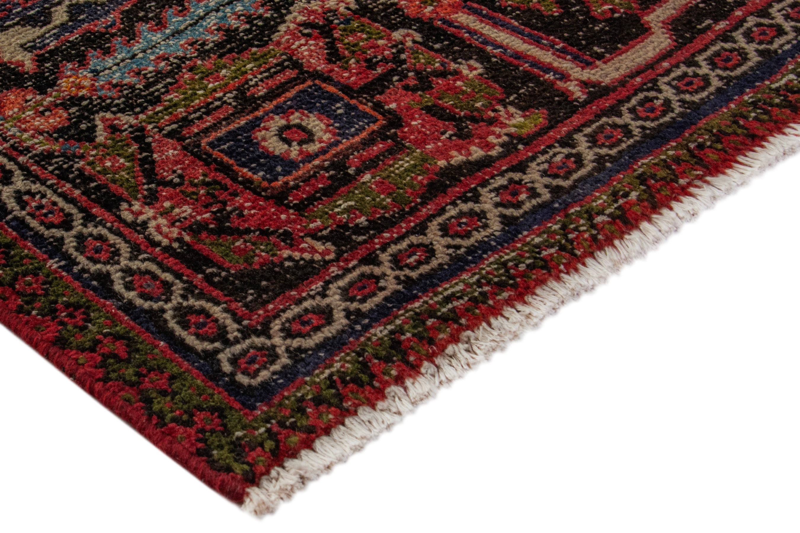 Persian Joshaghan area rug in deep red and burgundy, view 6 of 19