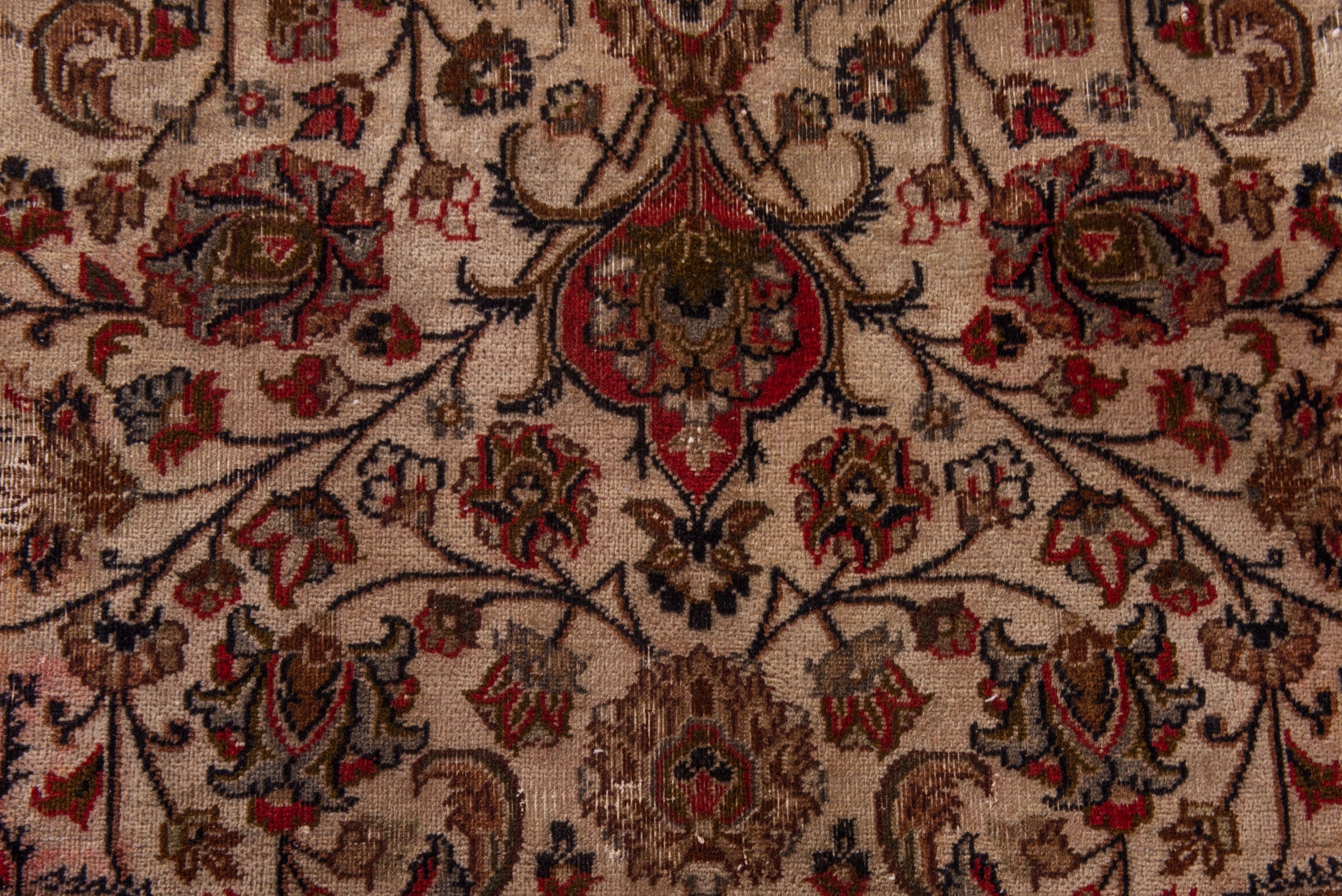 Persian Mashhad area rug in ivory and burgundy, view 11 of 20