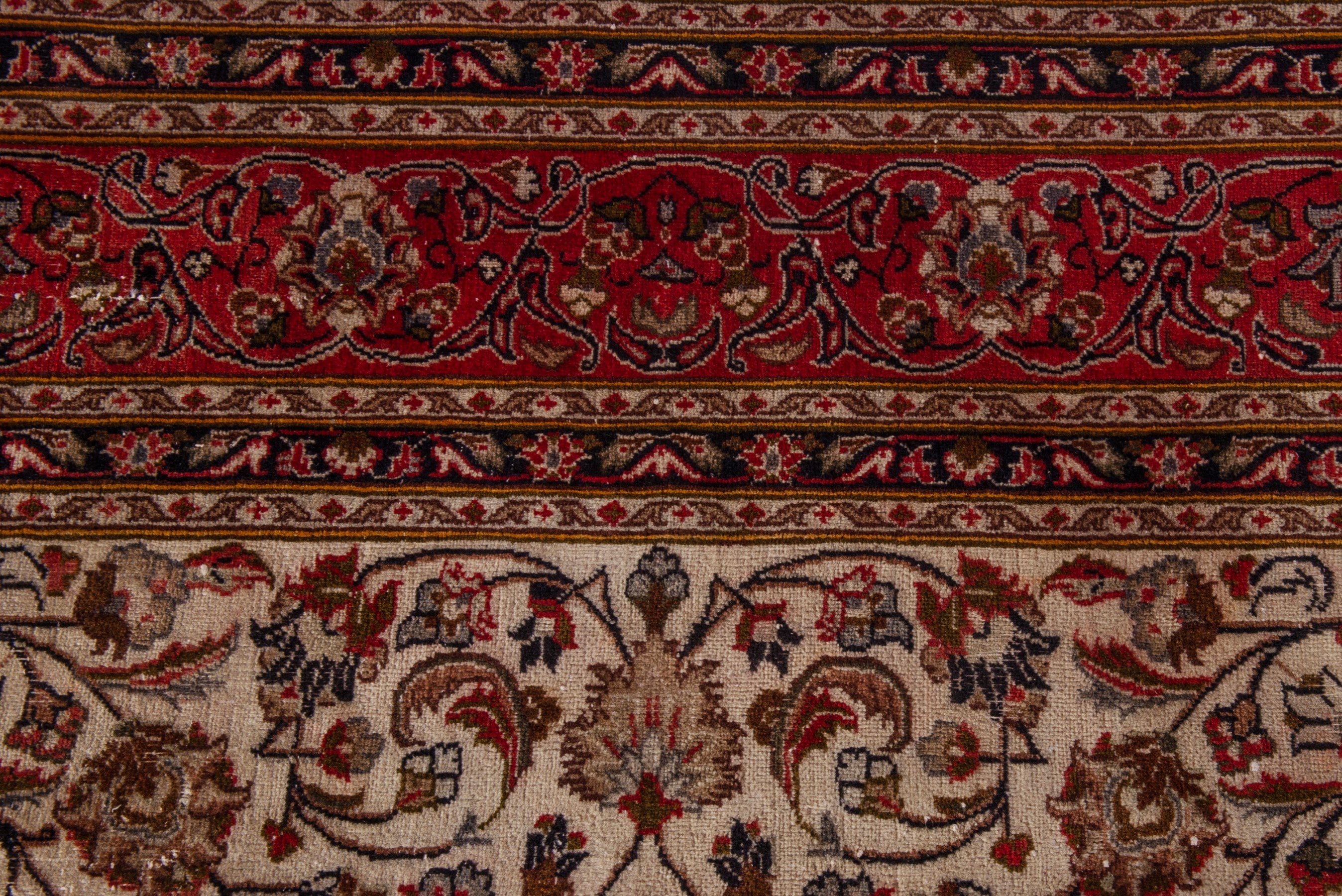 Persian Mashhad area rug in ivory and burgundy, view 14 of 20