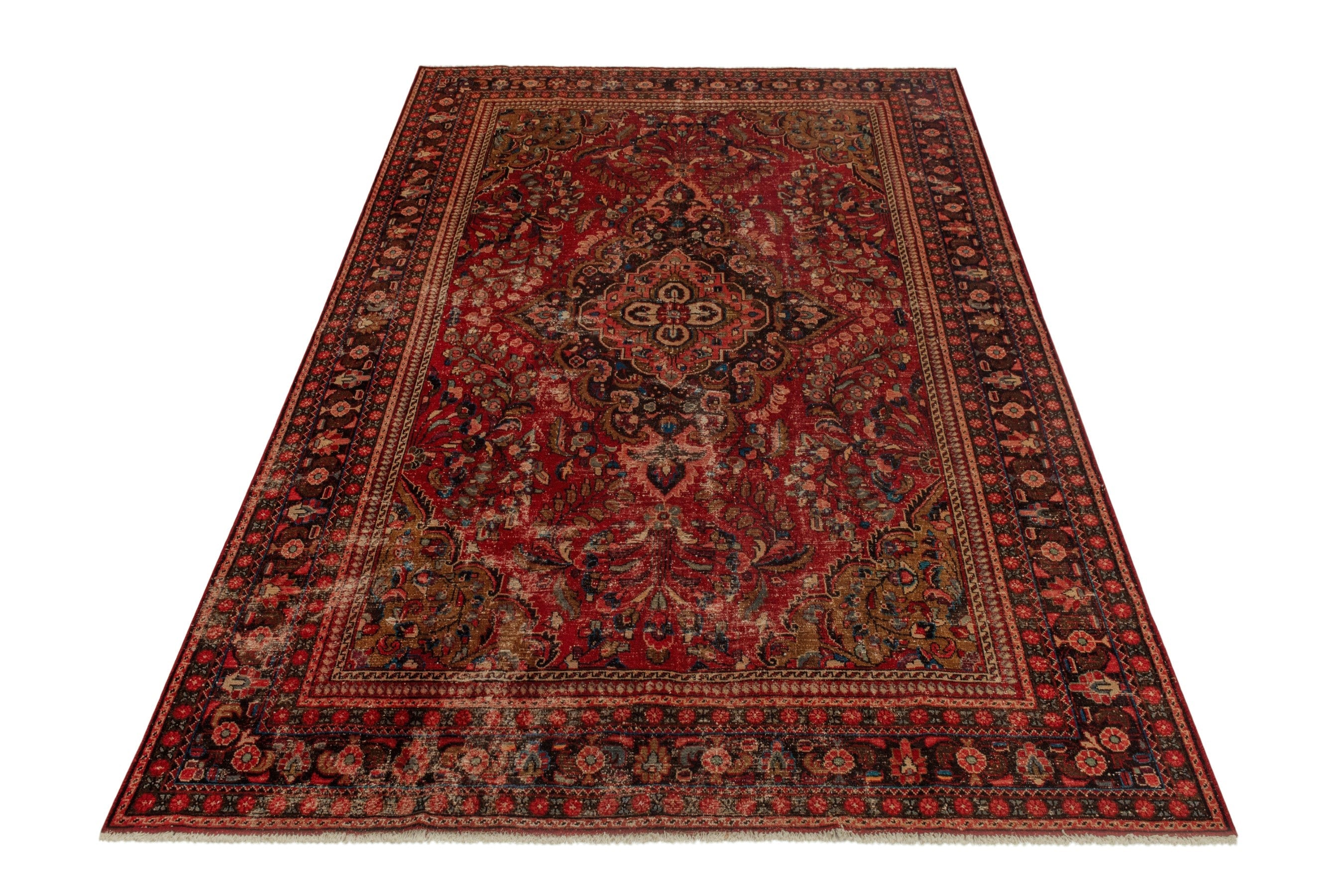 Persian Lilihan oversized rug in deep red and burgundy, view 2 of 23