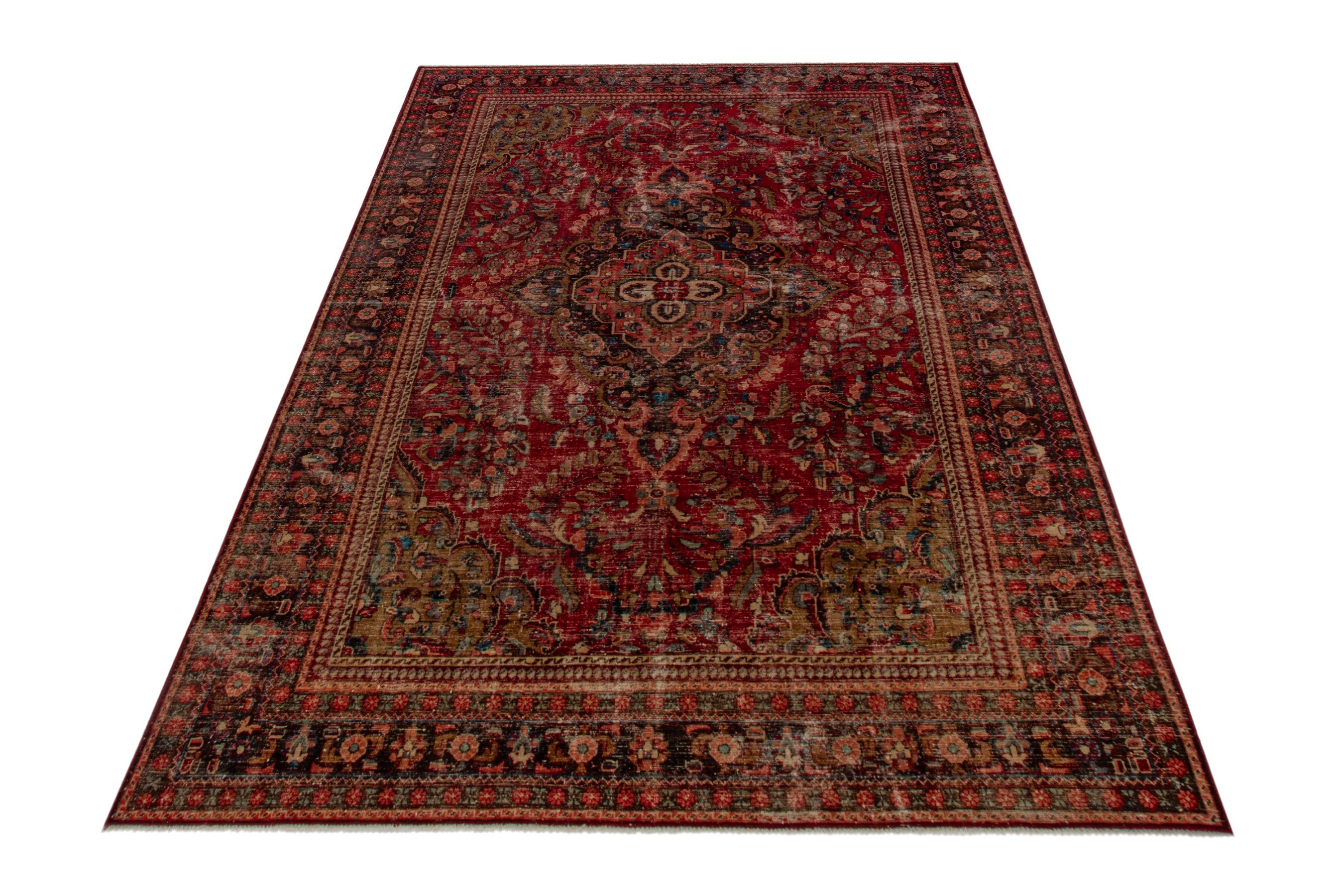 Persian Lilihan oversized rug in deep red and burgundy, view 3 of 23