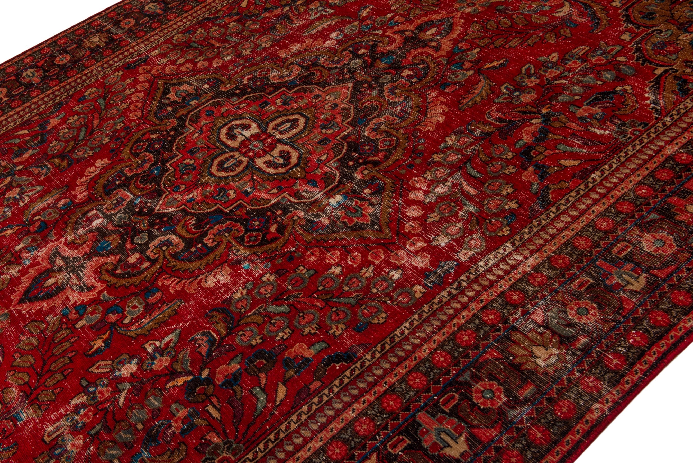 Persian Lilihan oversized rug in deep red and burgundy, view 4 of 23
