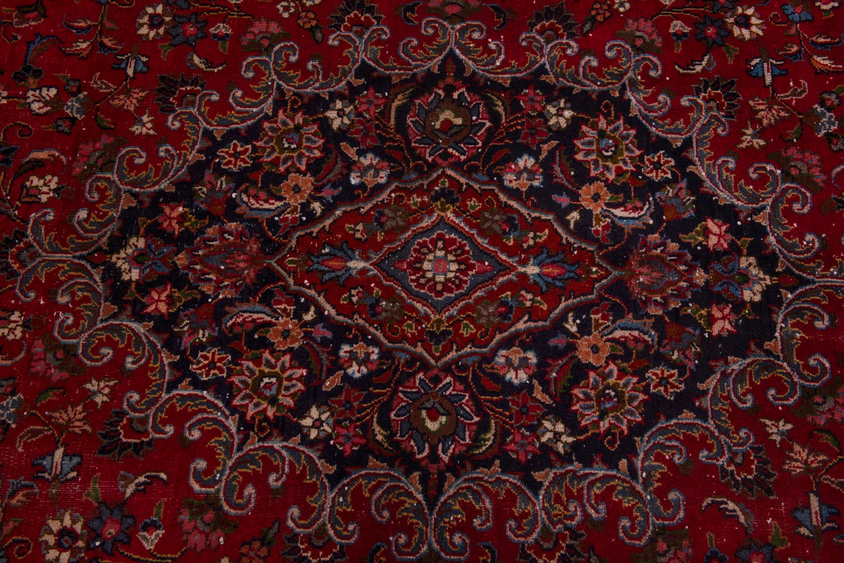 Persian Mashhad oversized rug in deep red and navy, view 12 of 24