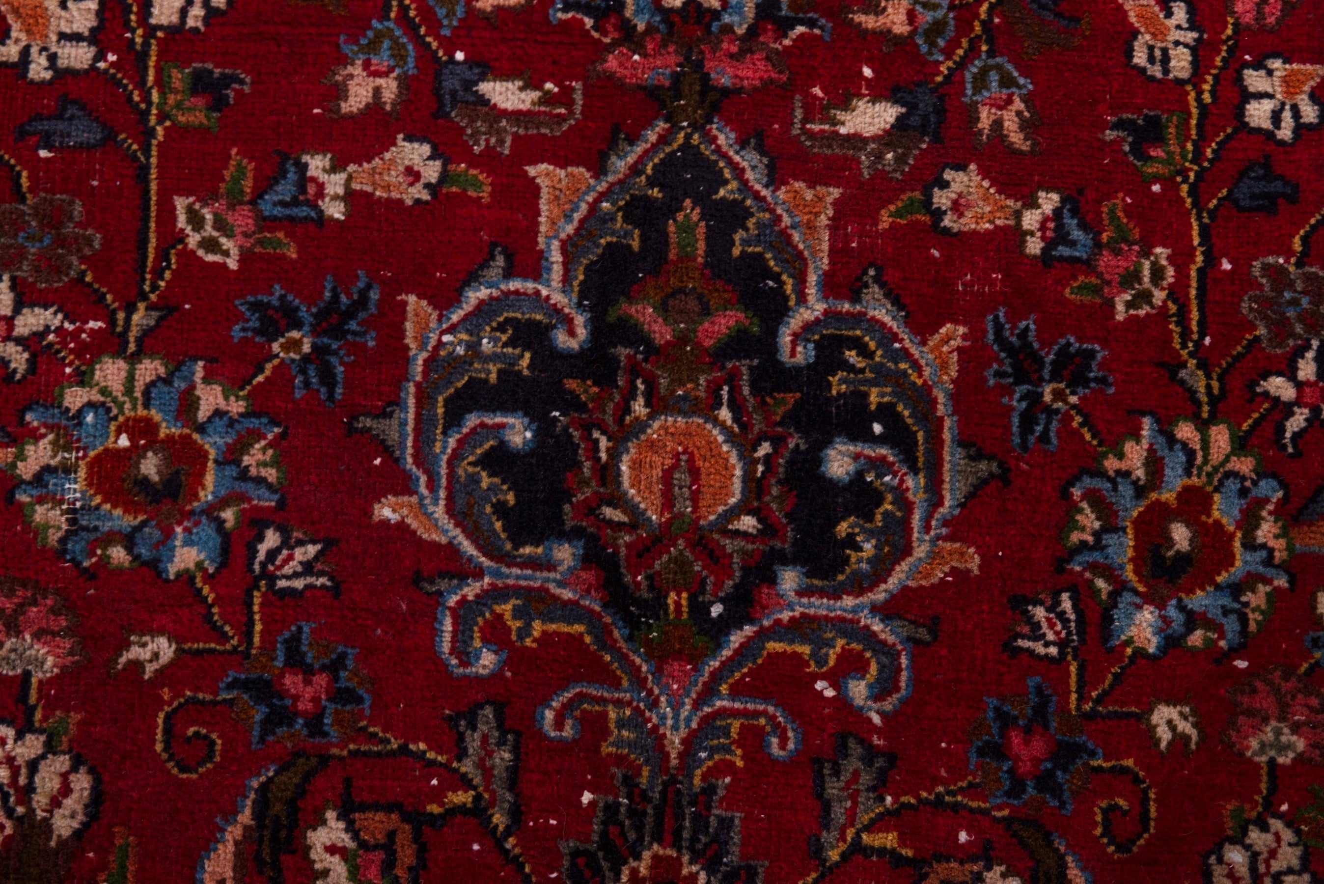 Persian Mashhad oversized rug in deep red and navy, view 14 of 24