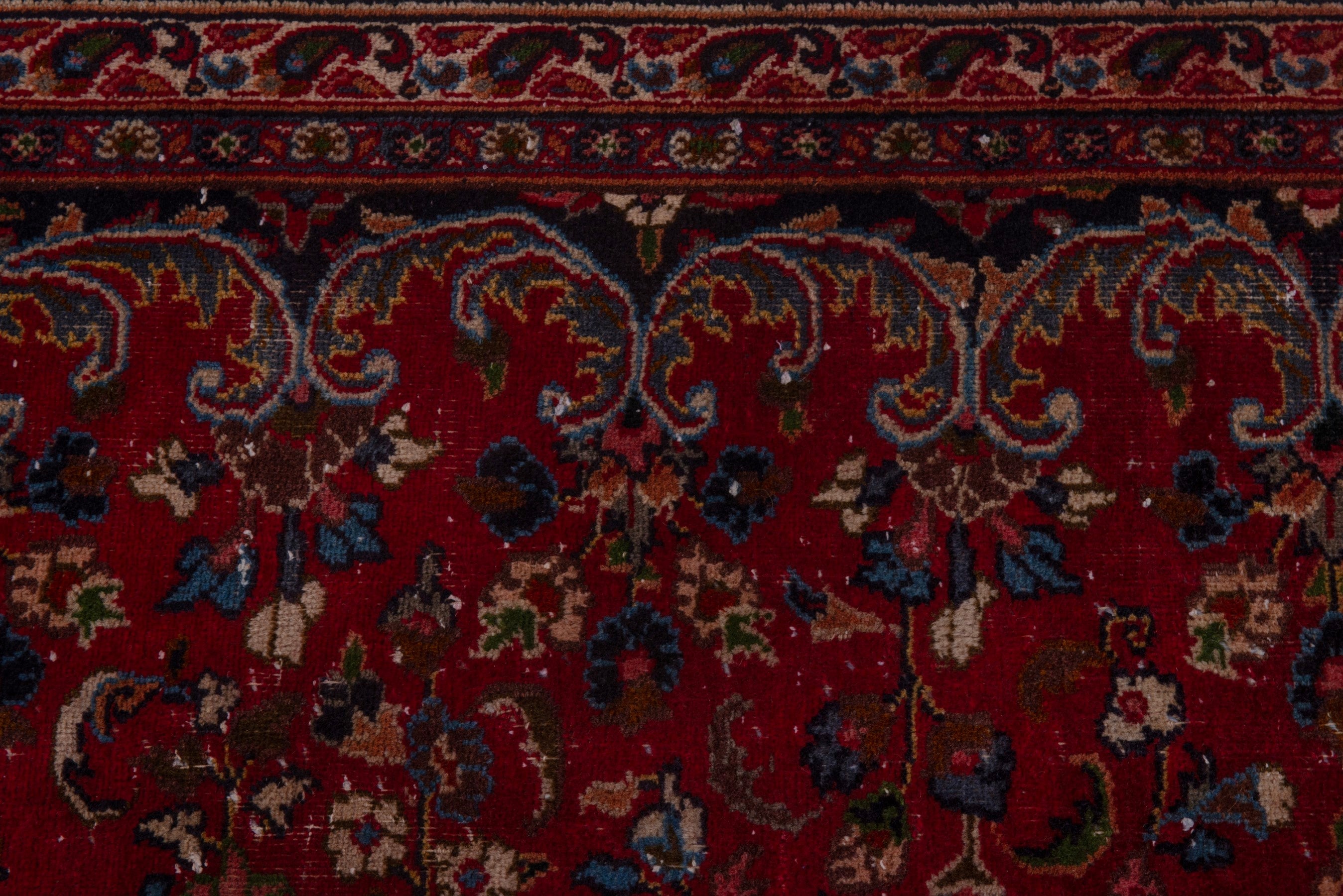 Persian Mashhad oversized rug in deep red and navy, view 15 of 24