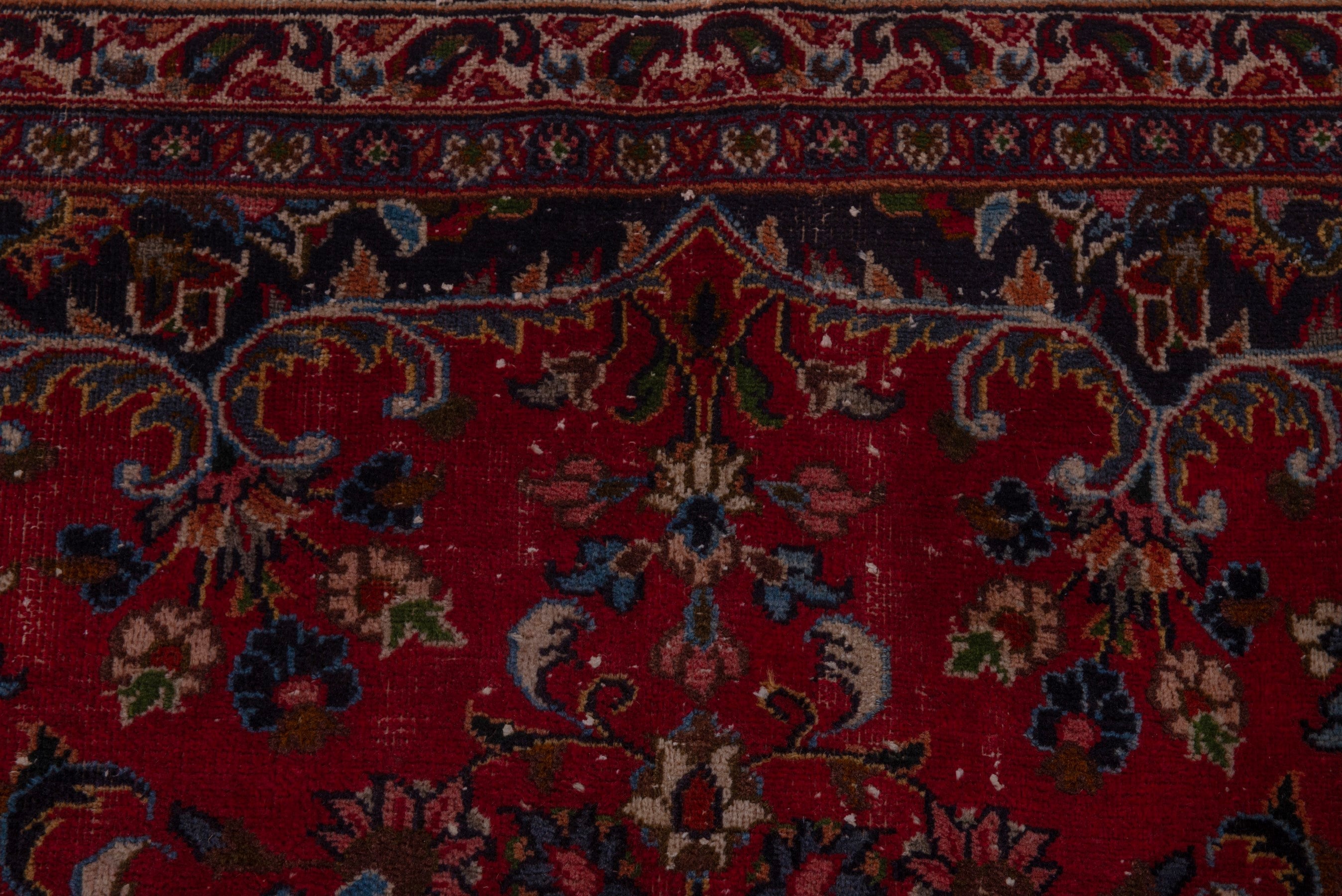 Persian Mashhad oversized rug in deep red and navy, view 16 of 24