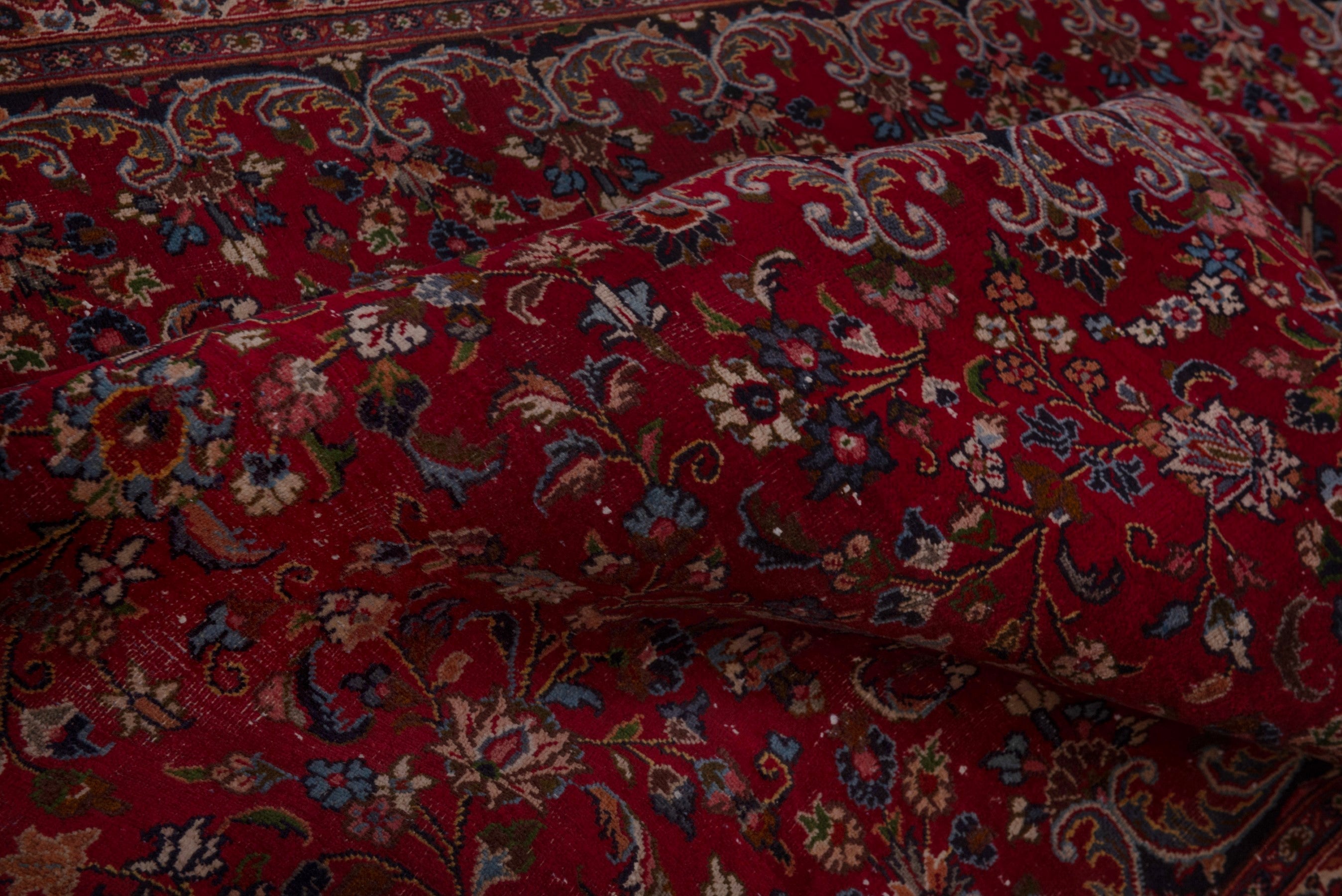 Persian Mashhad oversized rug in deep red and navy, view 18 of 24