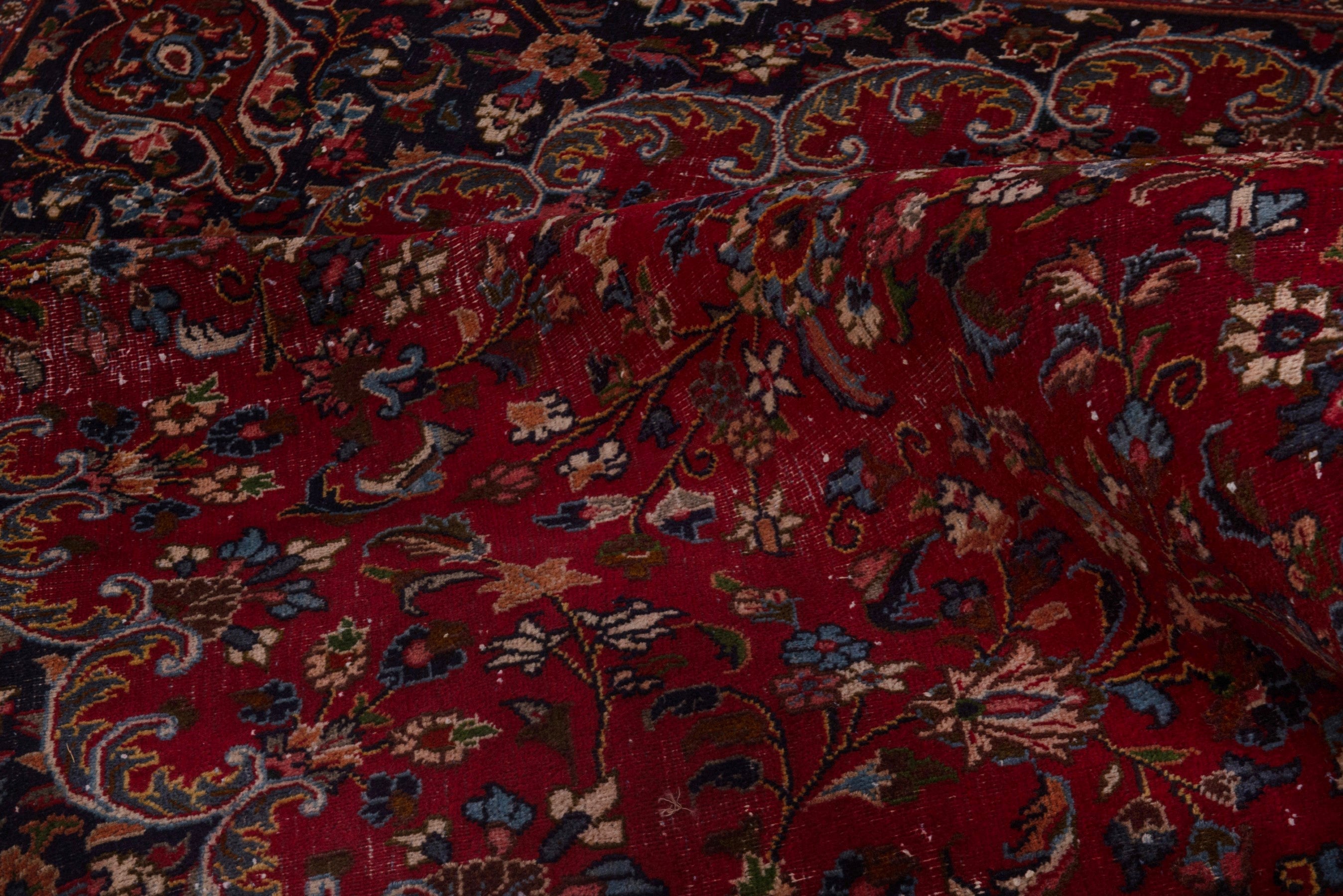 Persian Mashhad oversized rug in deep red and navy, view 20 of 24