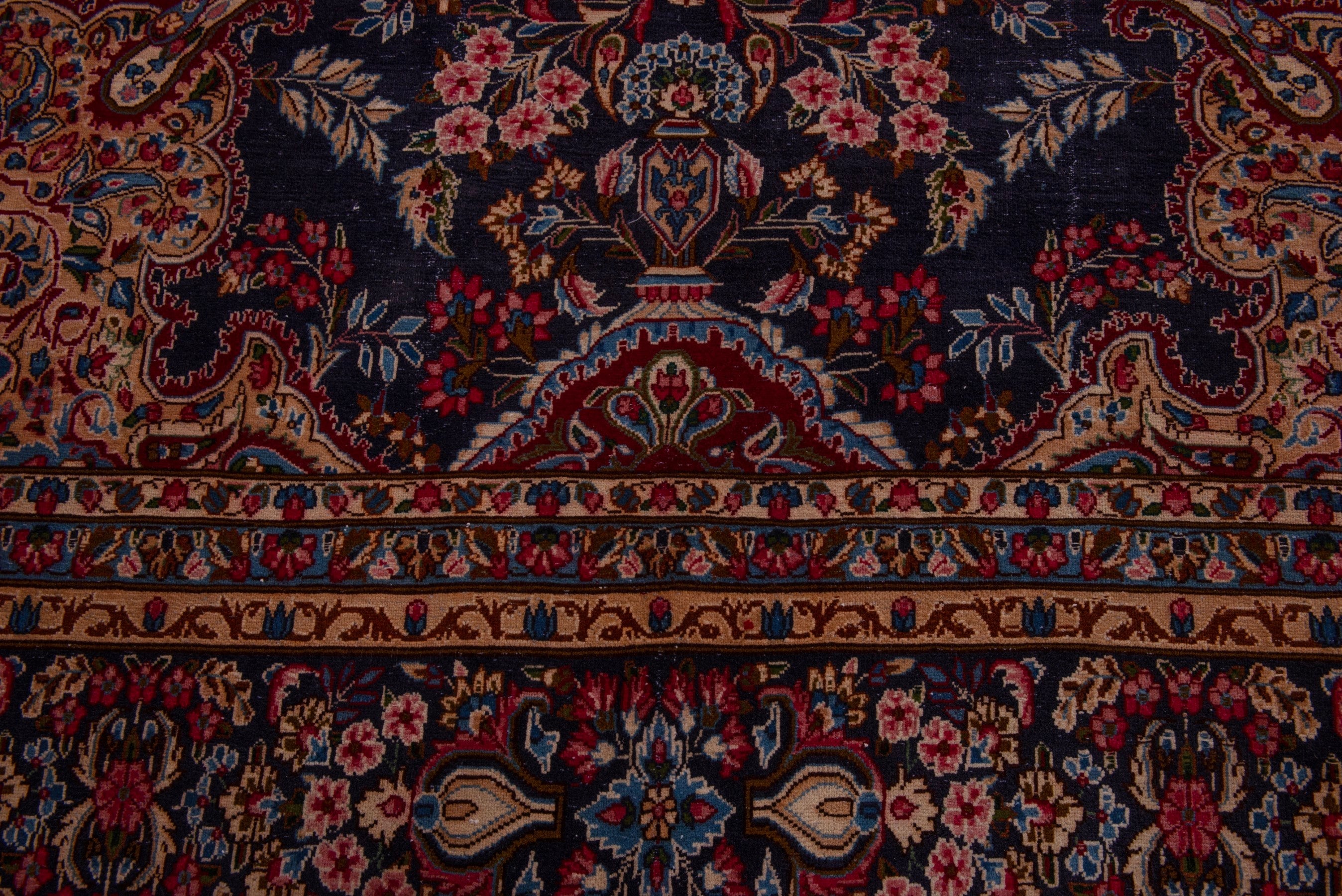 Persian Kerman oversized rug in navy and burgundy, view 11 of 22
