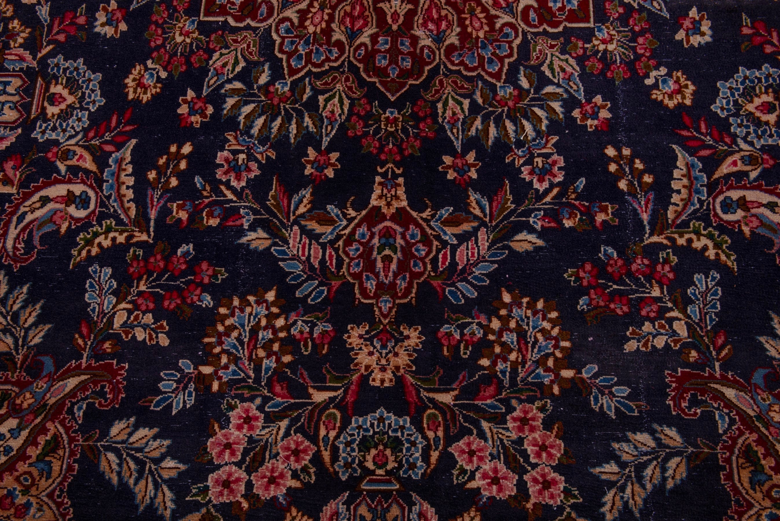Persian Kerman oversized rug in navy and burgundy, view 12 of 22