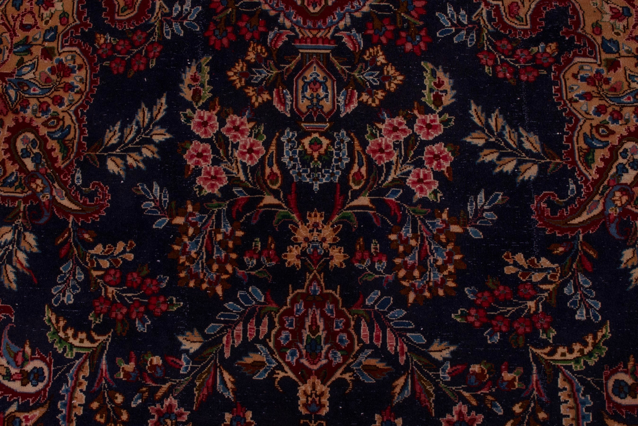 Persian Kerman oversized rug in navy and burgundy, view 14 of 22