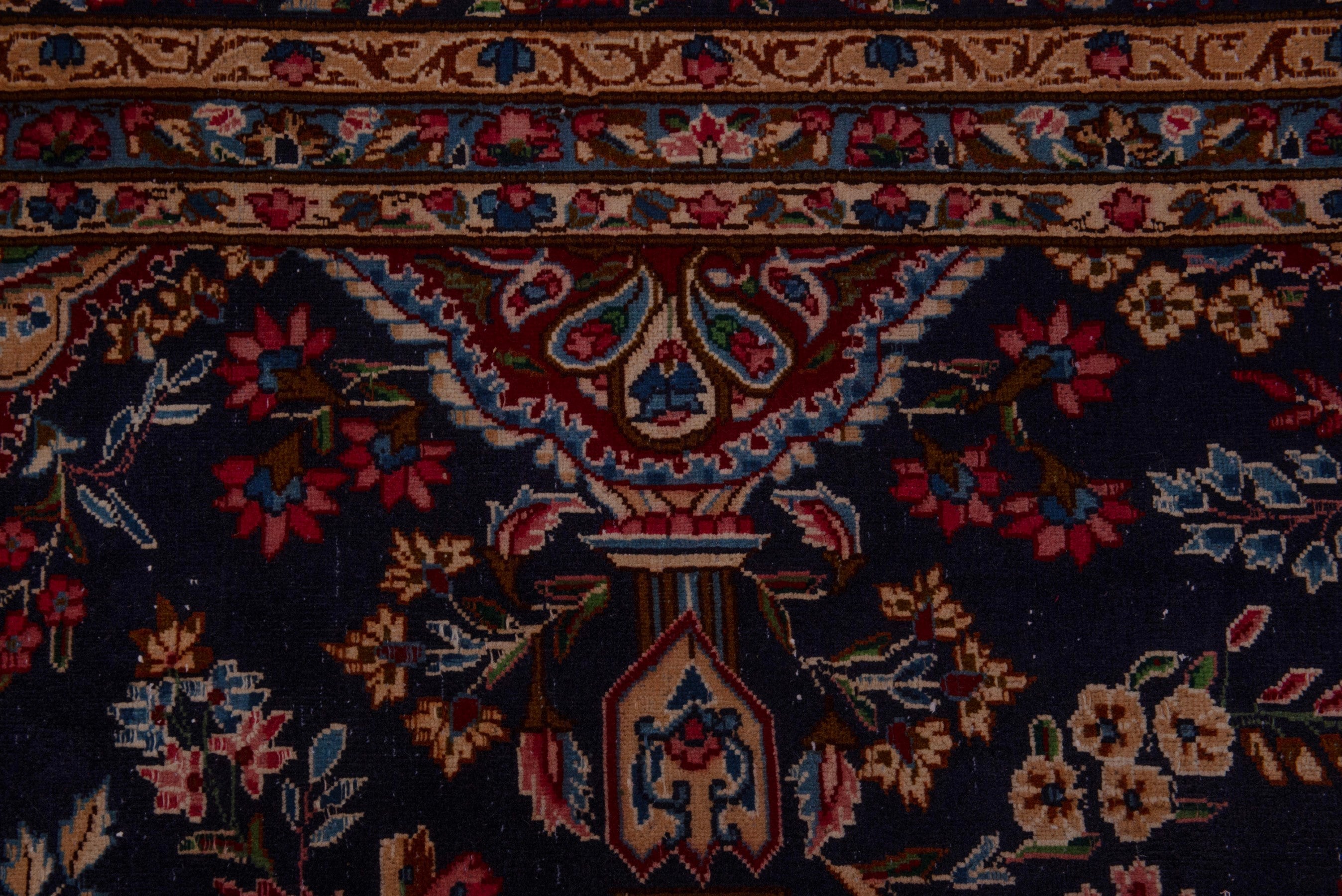 Persian Kerman oversized rug in navy and burgundy, view 16 of 22